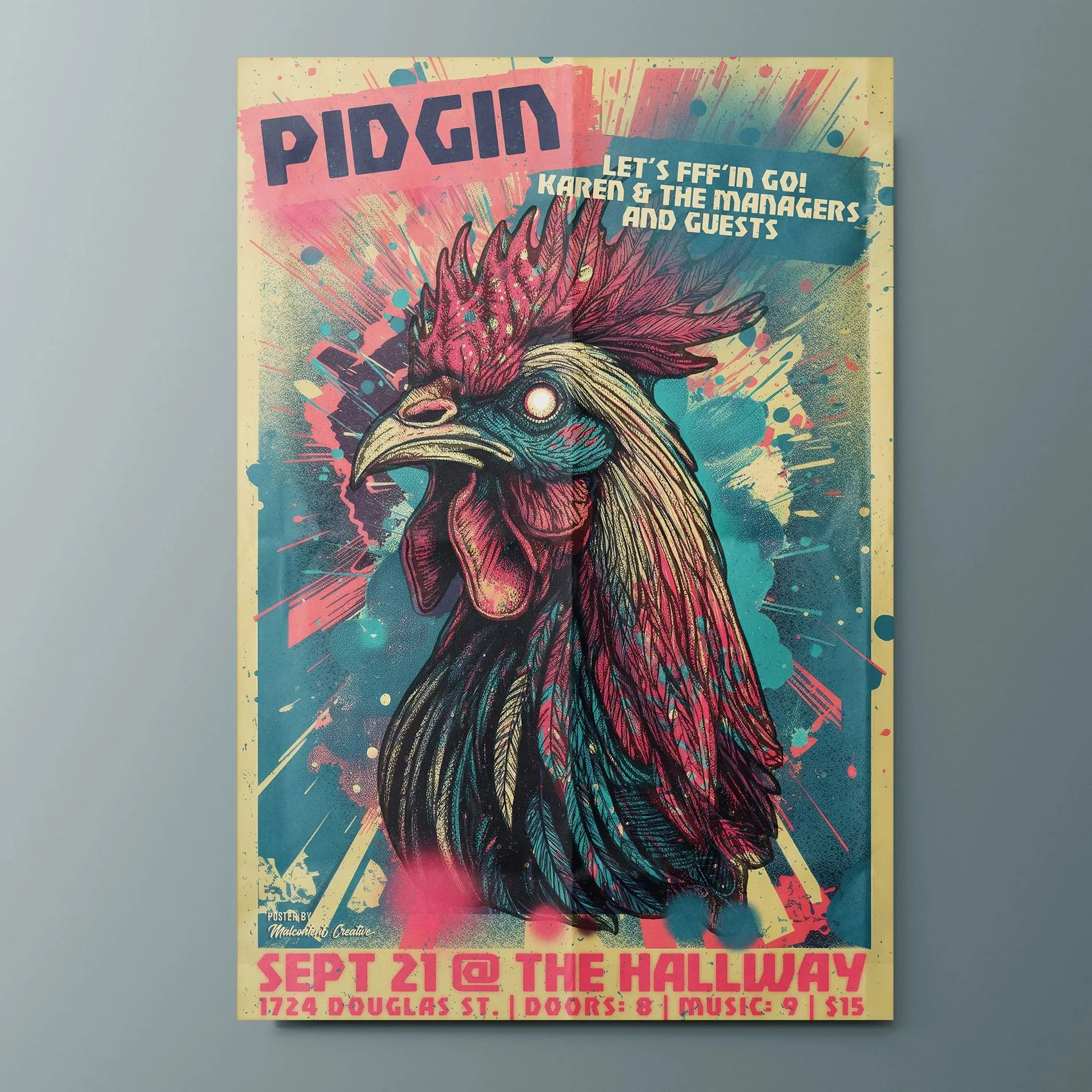 Gig Poster Design:Pidgen at The Hallway, Victoria BC