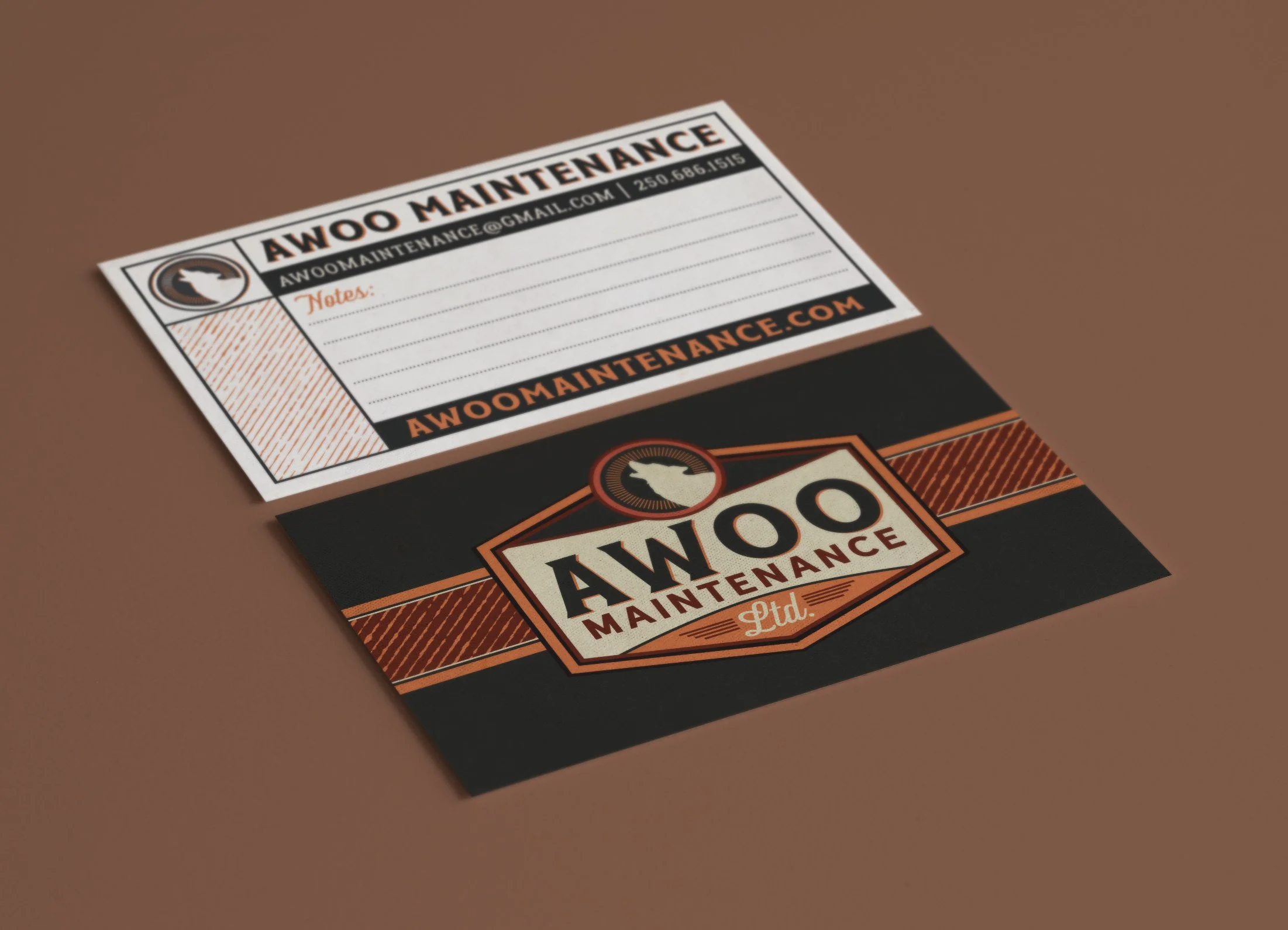 Logo & Business Card: Awoo Maintanence, Langford BC