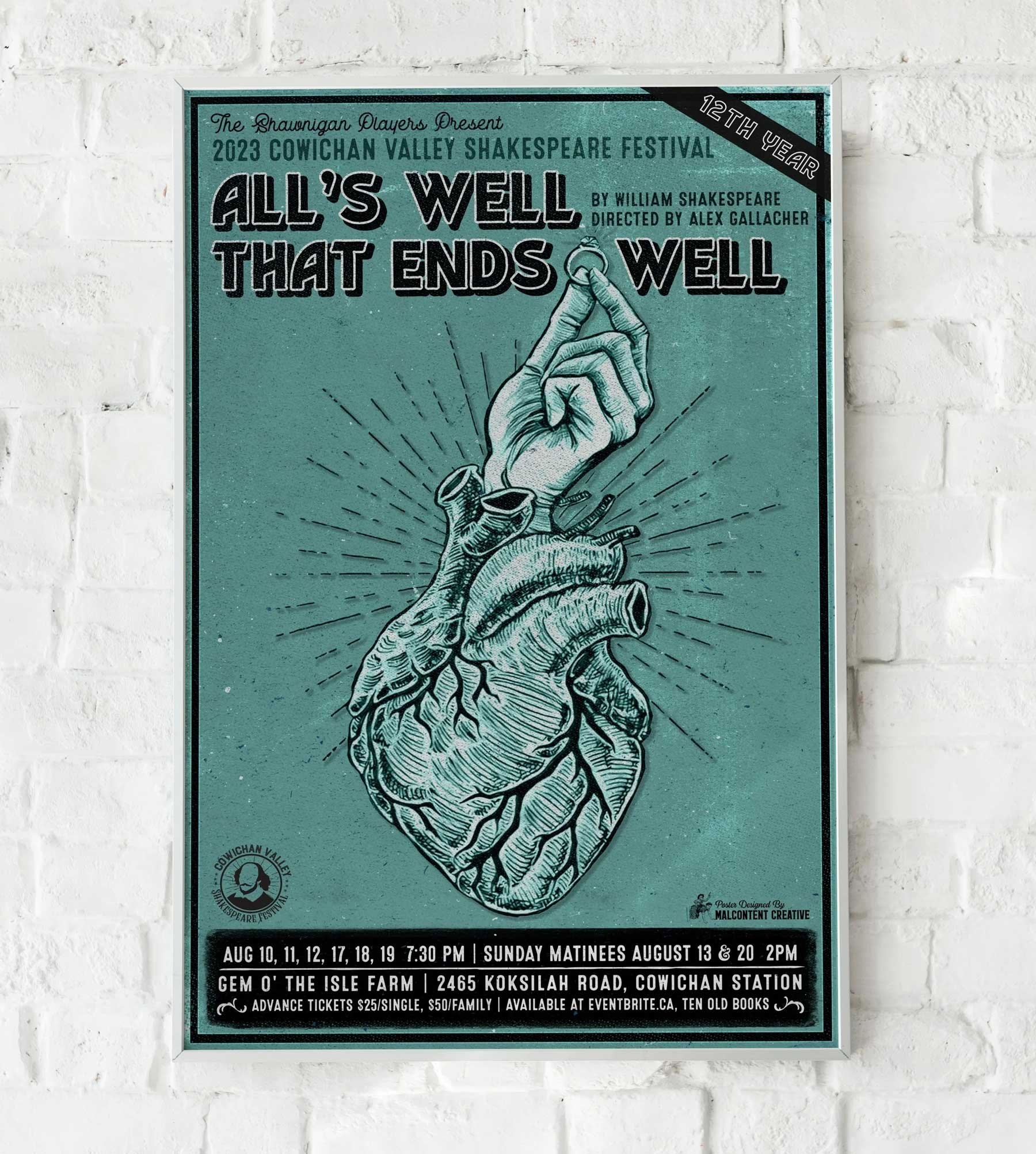Poster Design: All's Well That Ends Well, Cowichan Valley Shakespear Festival, Duncan BC