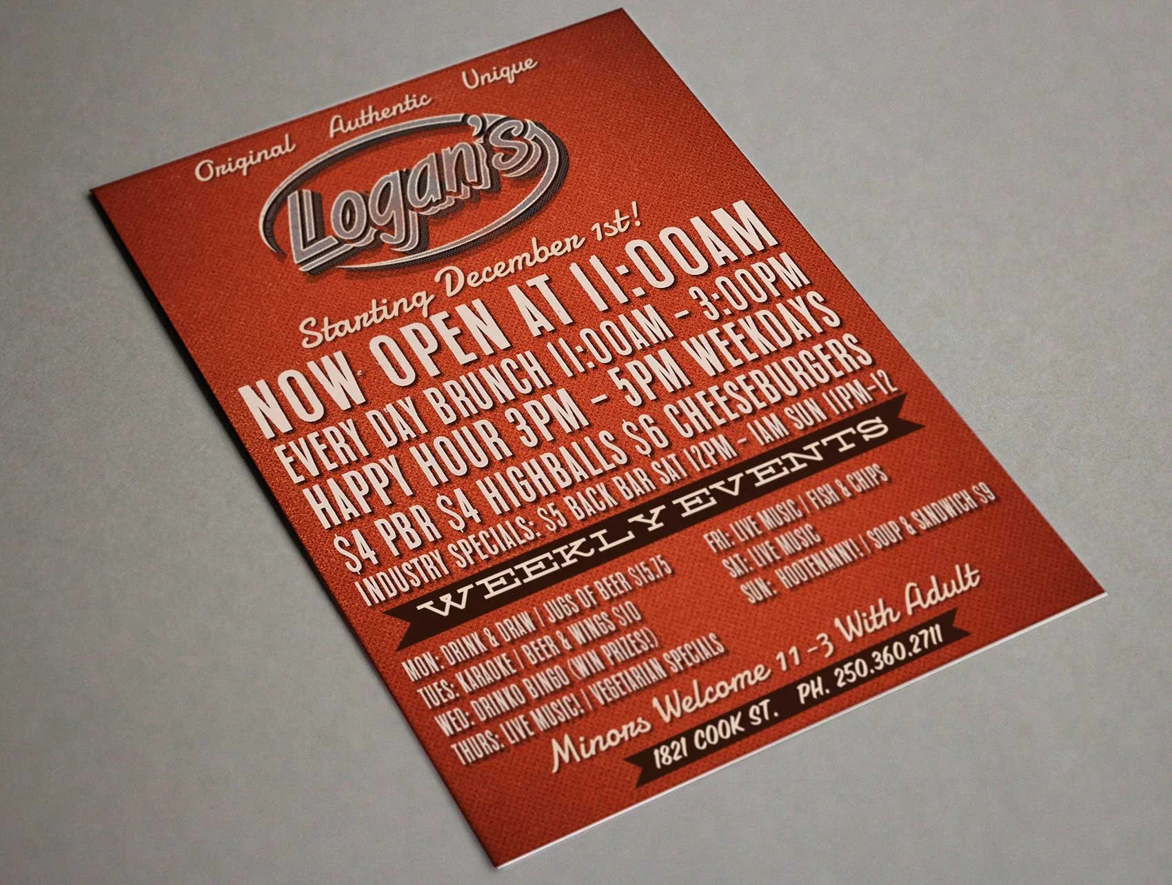 Flyer Design: Logan's Pub, Victoria BC