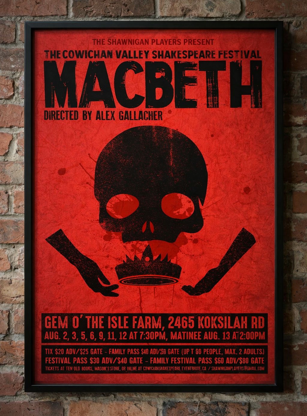 Poster Design: Macbeth, Cowichan Valley Shakespeare Festival, Duncan BC