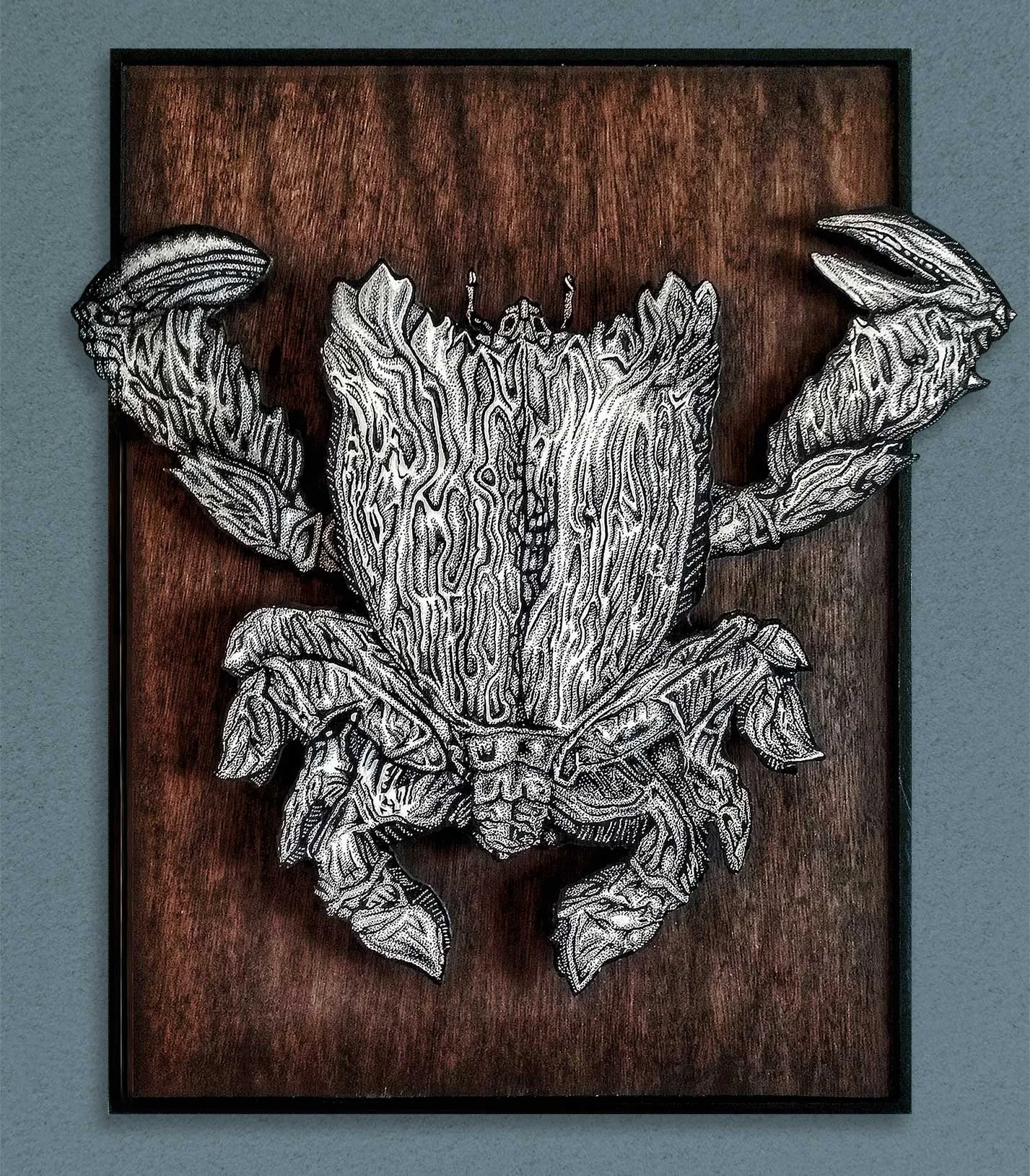 'Crustacean' Pen & ink on layered wood, 18"x24"