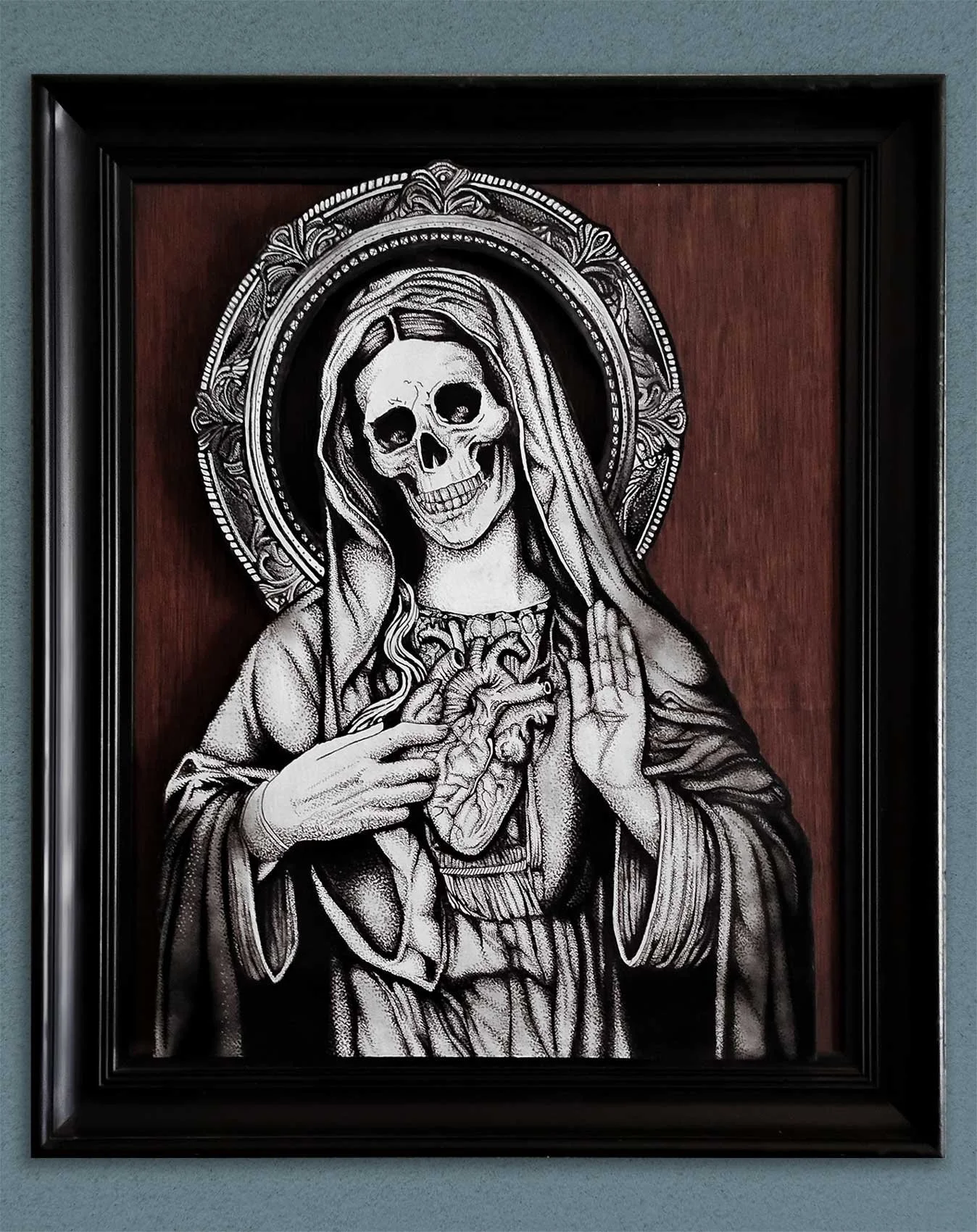 'Mary' Pen & ink on layered wood, 18"x24" *Sold