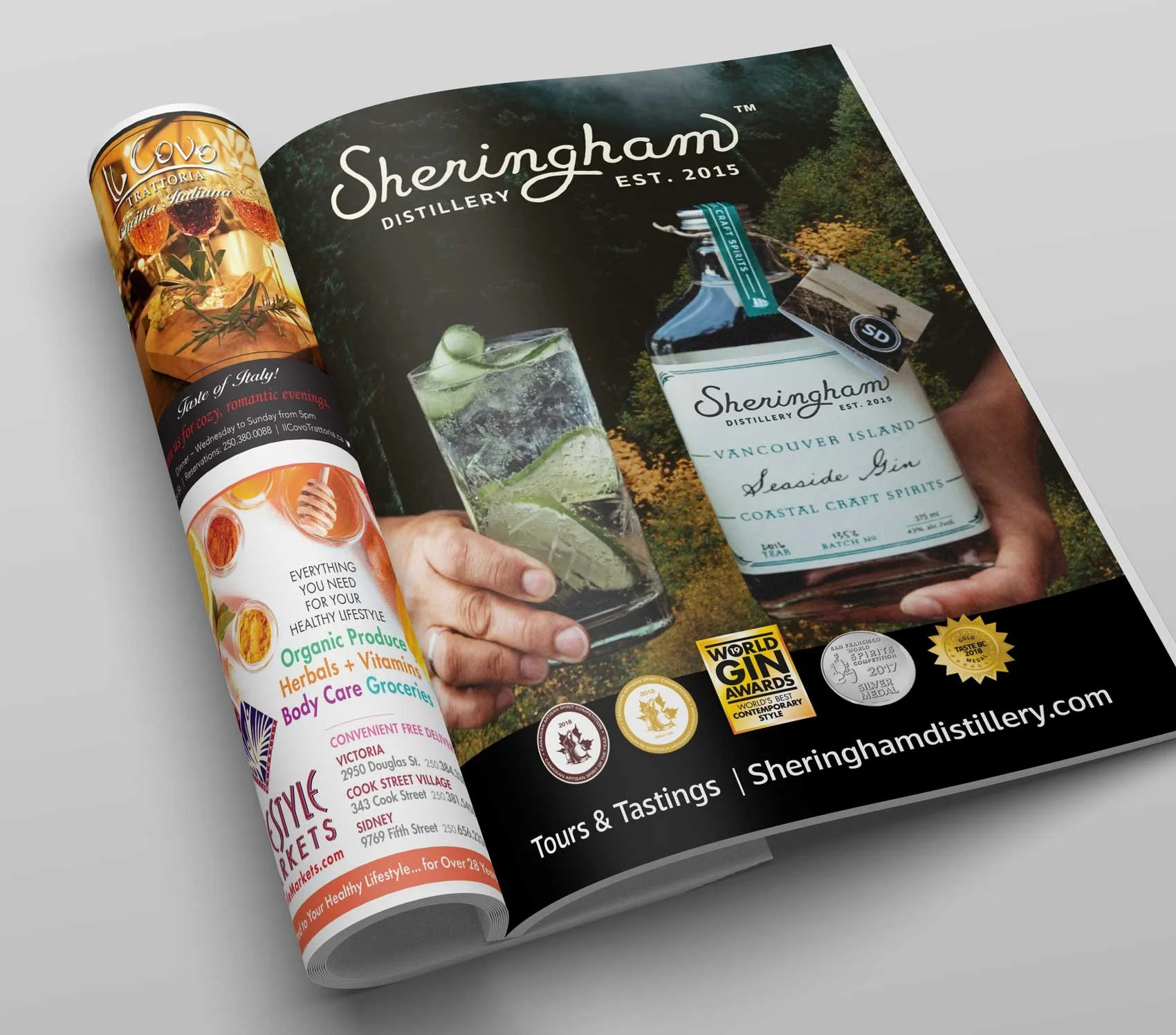 Advertisement Design: Sheringham Distillery, Langford BC
