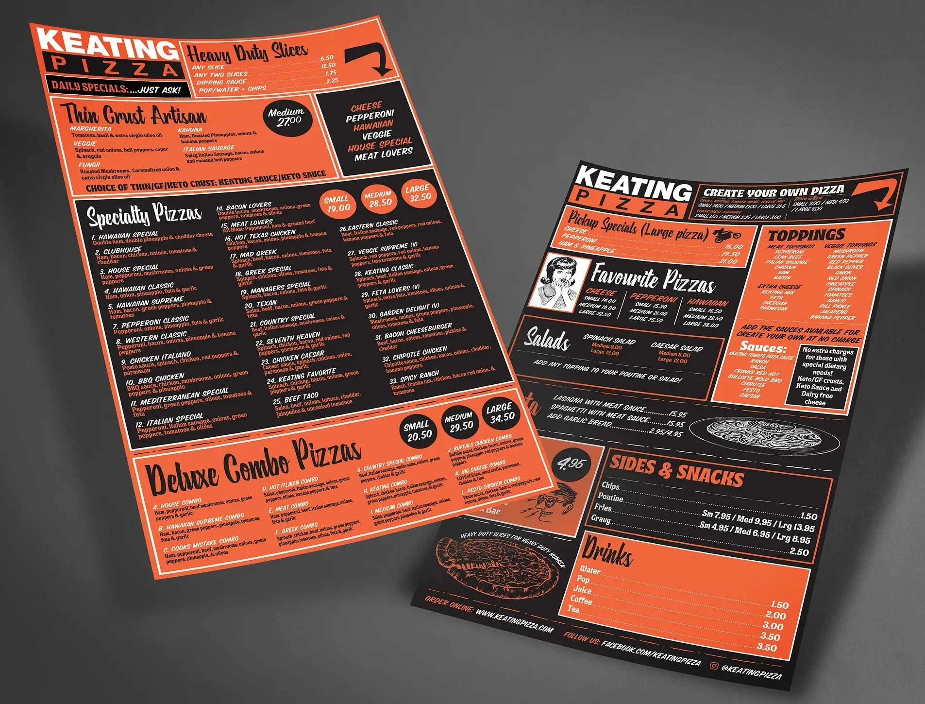 Menu Design: Keating Pizza, Victoria BC