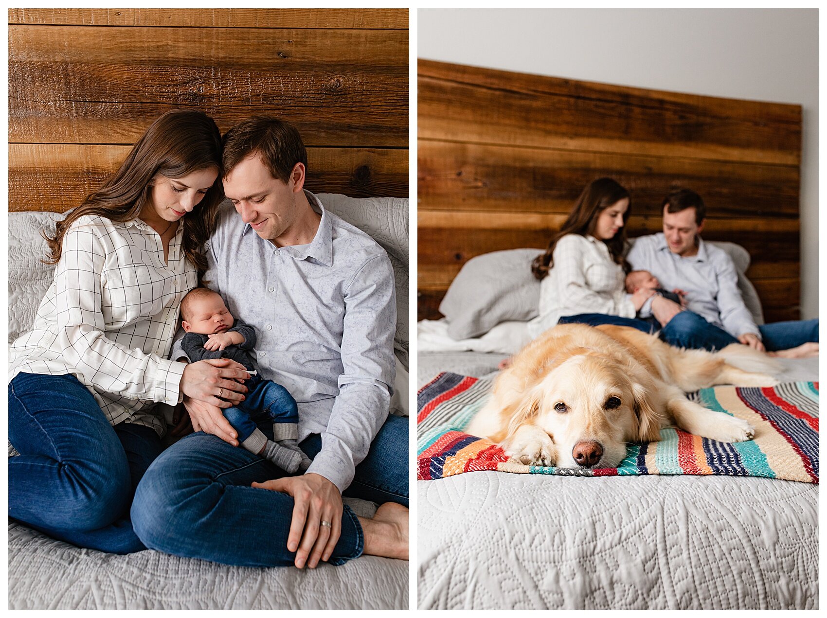 Bedroom Family Photo with Newborn