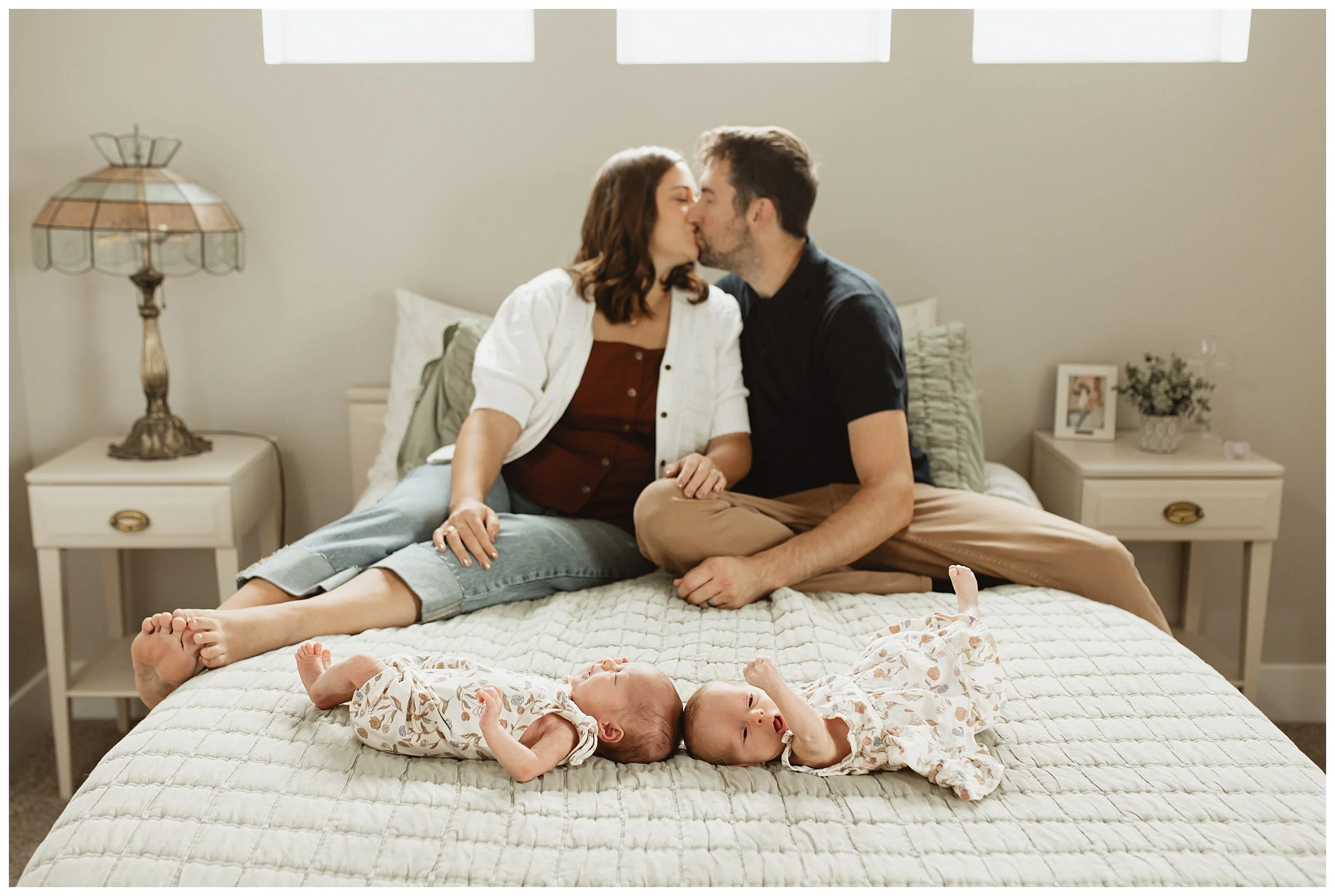   Boise family photographed at home with their newborn twins  