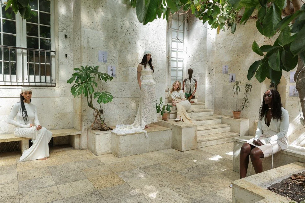 Taus Collection In Courtyard At Villa Kultur. Photographed by James Cochrane.