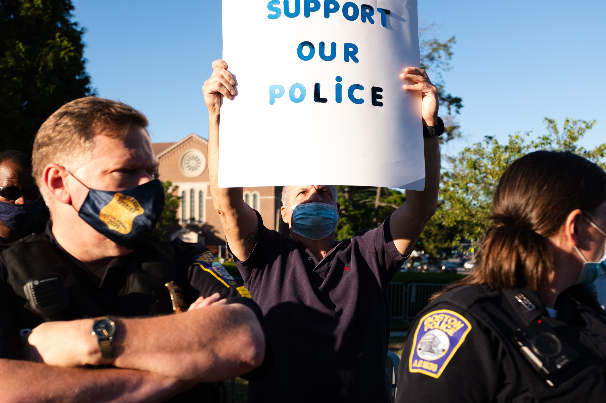 Back the Blue rally in West Roxbury, June 2020