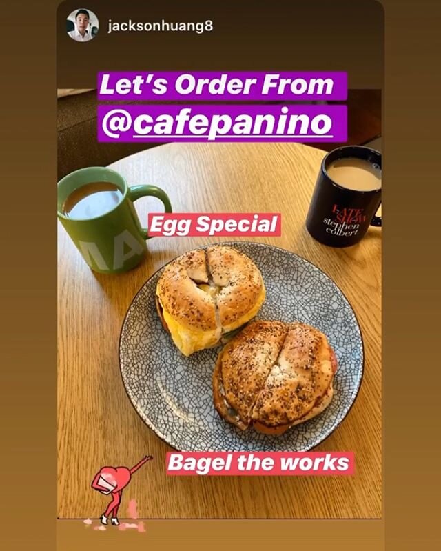 So it&rsquo;s rainy, you&rsquo;ve been inside for what feels like forever...it&rsquo;s the perfect day to order in some comfort food like egg&amp;cheese on a toasted bagel, hot &amp; toasty panini, hottt lattes, tea, chocolate croissants. Order for n