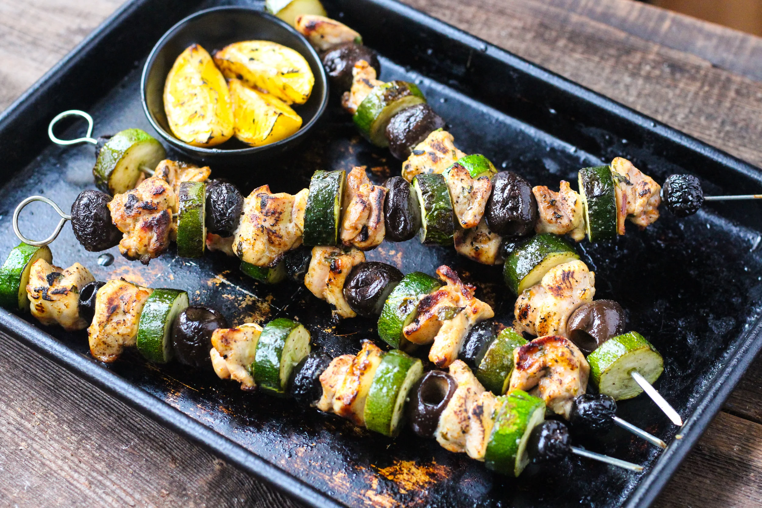 Chicken Olive Kabobs
