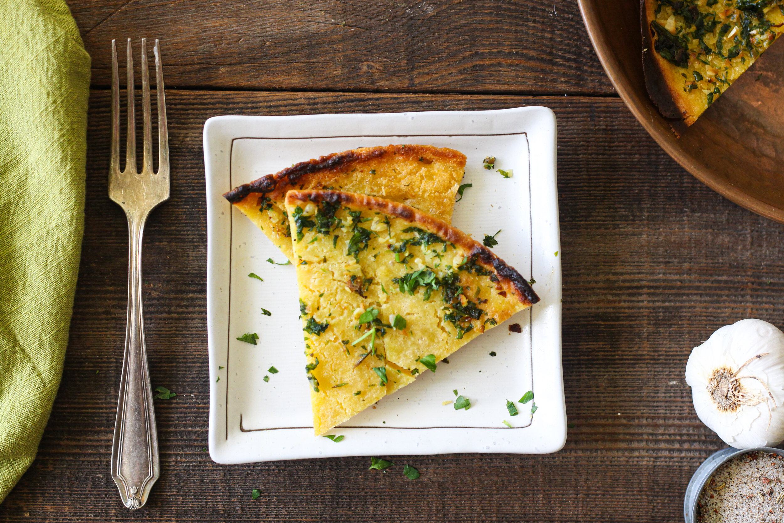 GF Socca "Garlic Bread" (Italian Chickpea Flatbread)