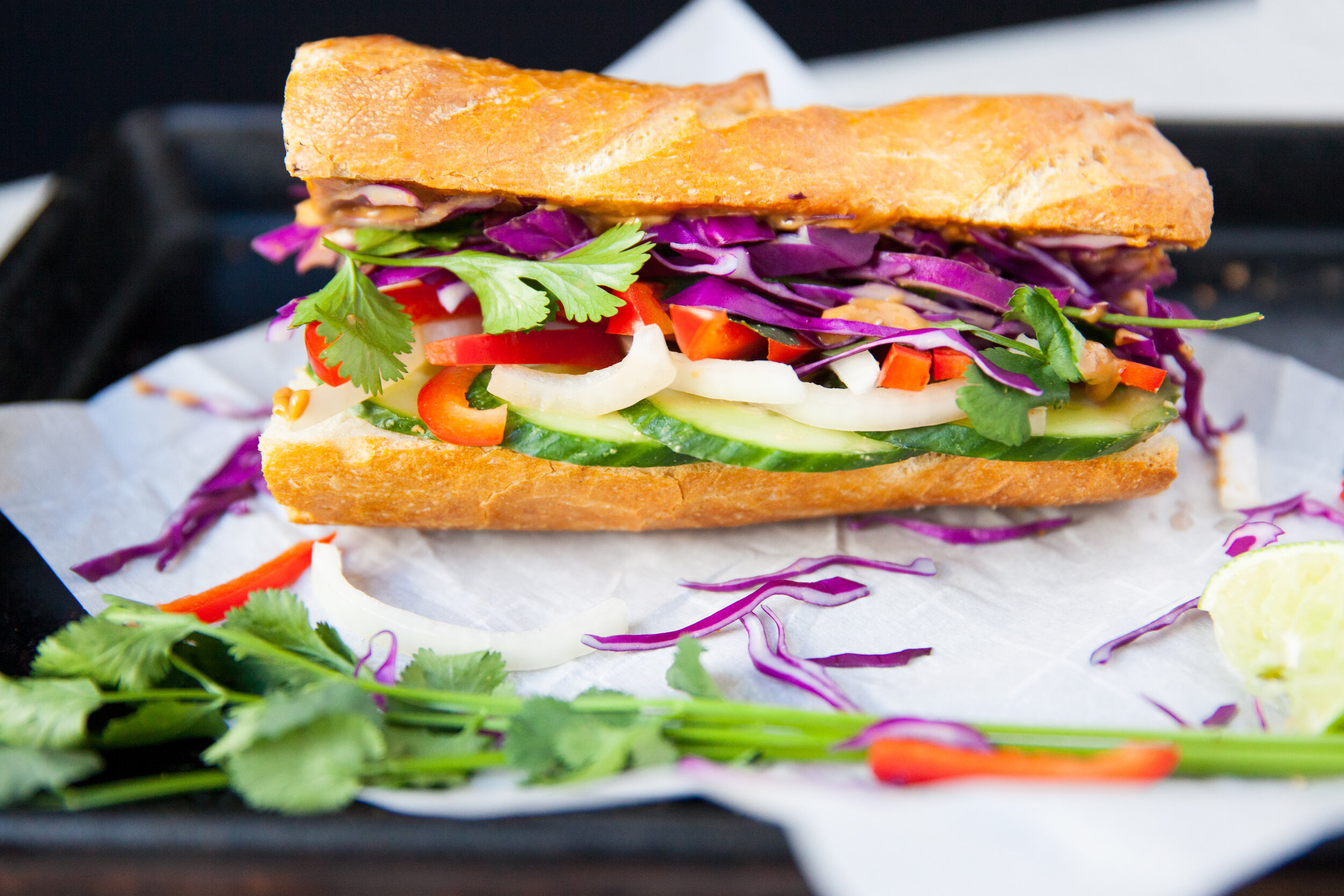 Peanut Butter Satay Veggie Sandwiches