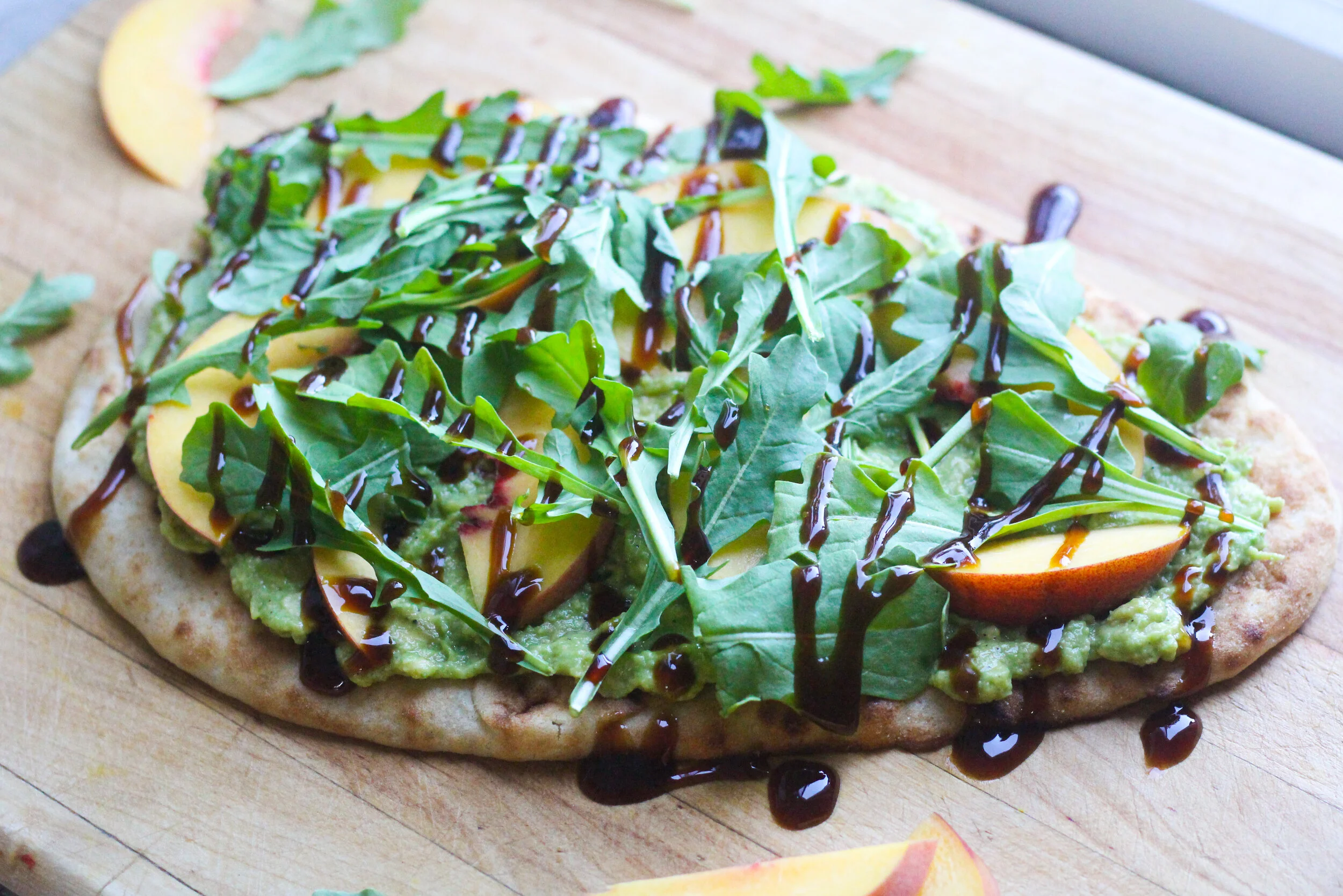 No-Cook Peach Balsamic Flatbread