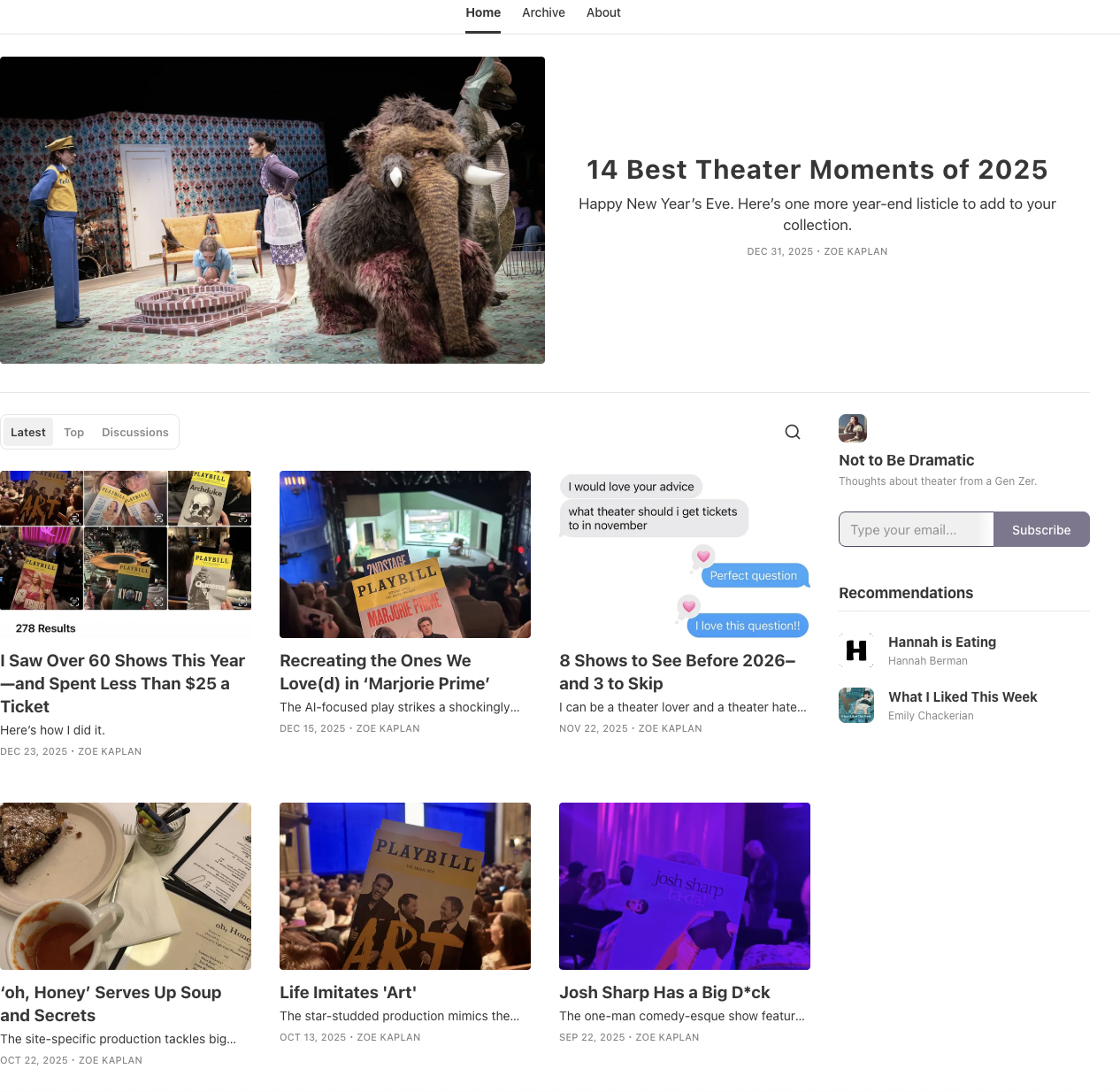 Not to Be Dramatic - Theater Substack