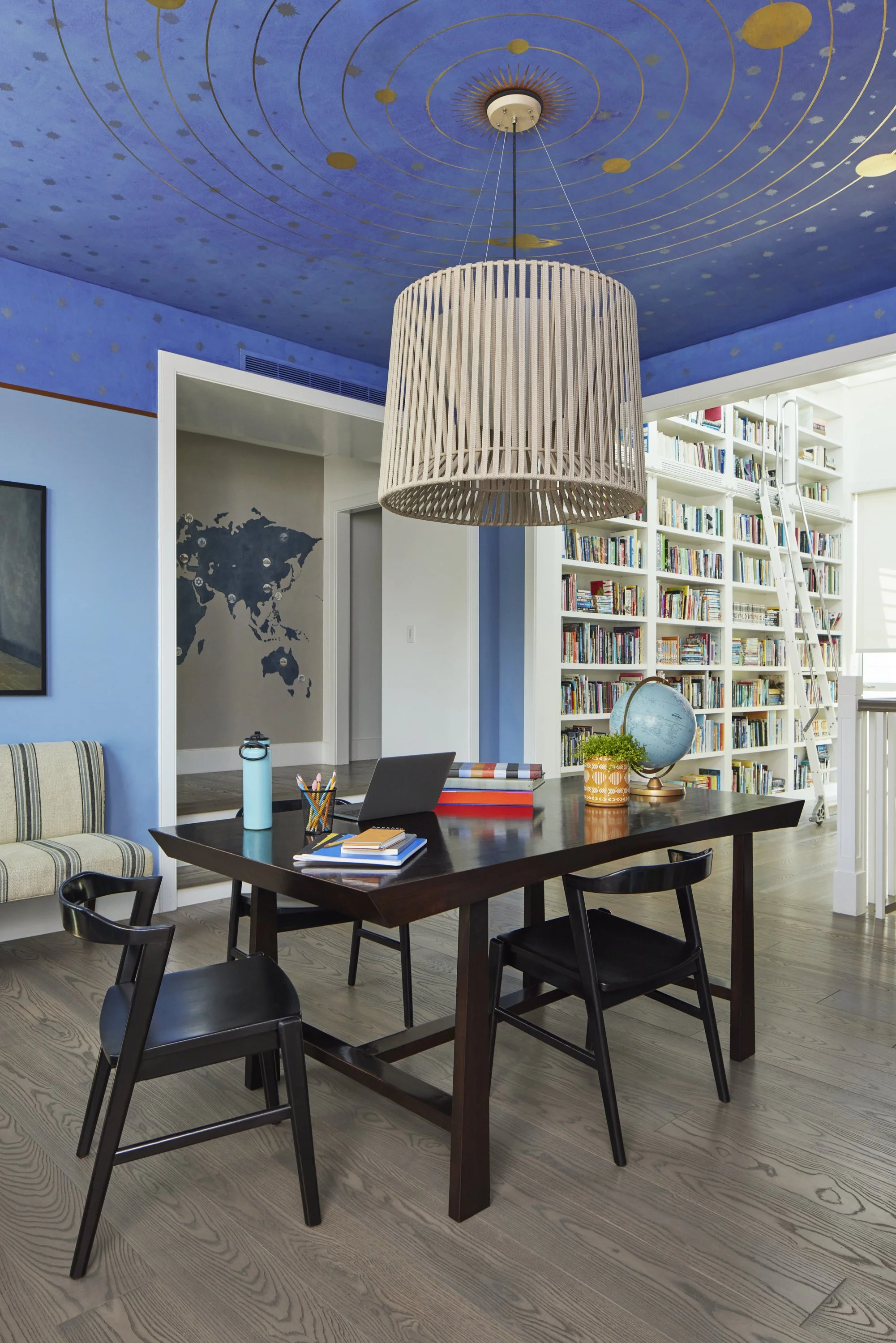 Cosmic reading room library in custom private residence designed by SUBU Design Architecture