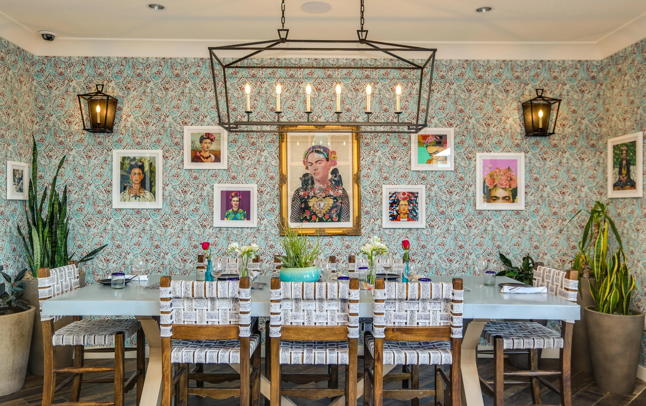 Frida Kahlo inspired dining room vignette at La Serena Villa Hotel by SUBU Design Architecture