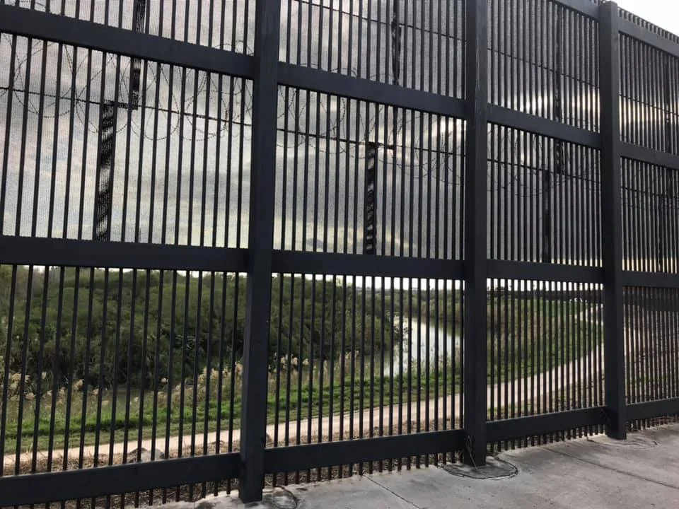 The border fencing at the border between Matamoros, Mexico and Brownsville, TX