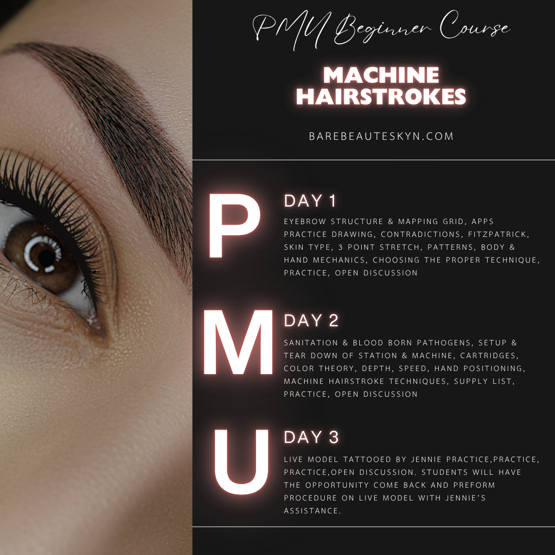 With our Beginner 3-day Machine Hairstrokes Course