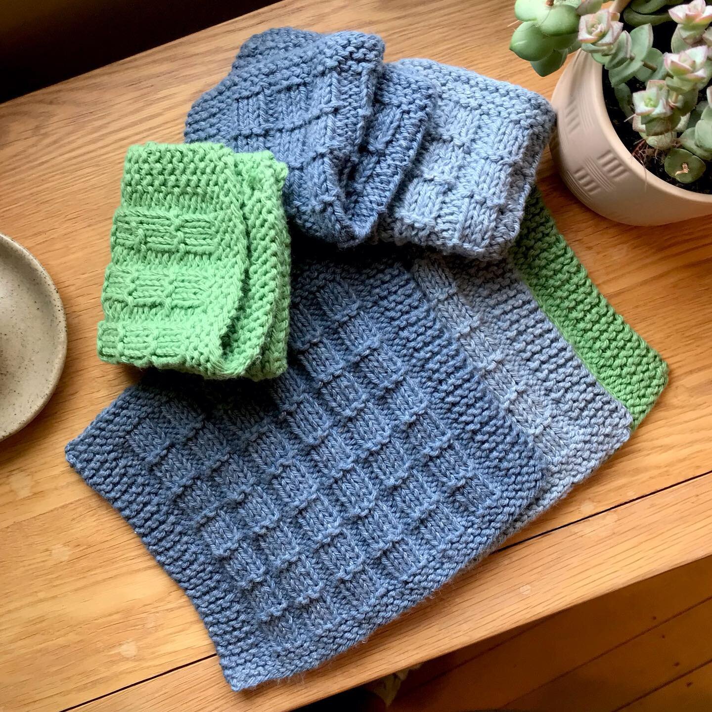 Final dishcloths for the year 🫧 Great for secret Santa gifts, teacher gifts &amp; stocking fillers. They last for years and are kinder to the earth than commercial cloths. I have two green, two light blue, and two darker blue. $10 each plus postage.