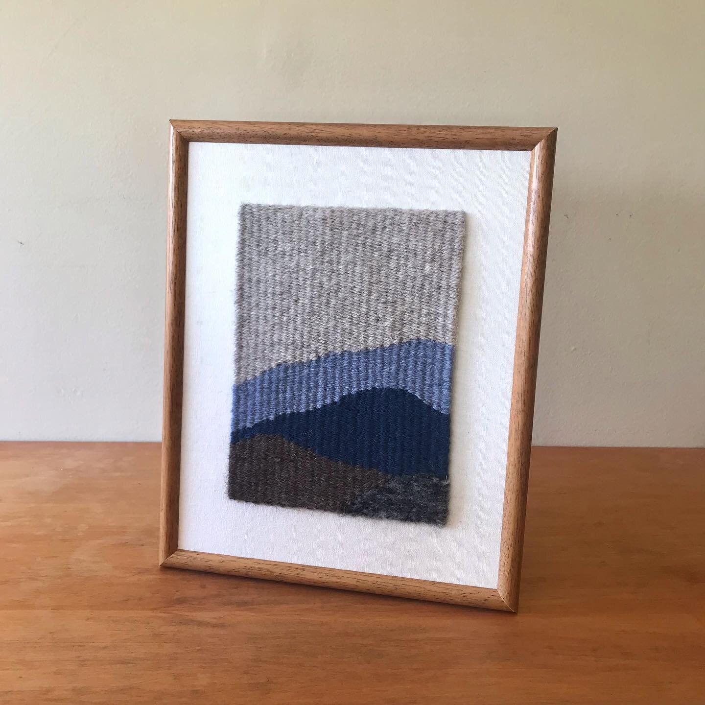 Blue Mountains. 22.5 x 27.5cm, wool and cotton in a wood frame. $50 plus postage. DM if you&rsquo;d like to make this yours ✨All profits from the piece will go to an Aotearoa women&rsquo;s charity.