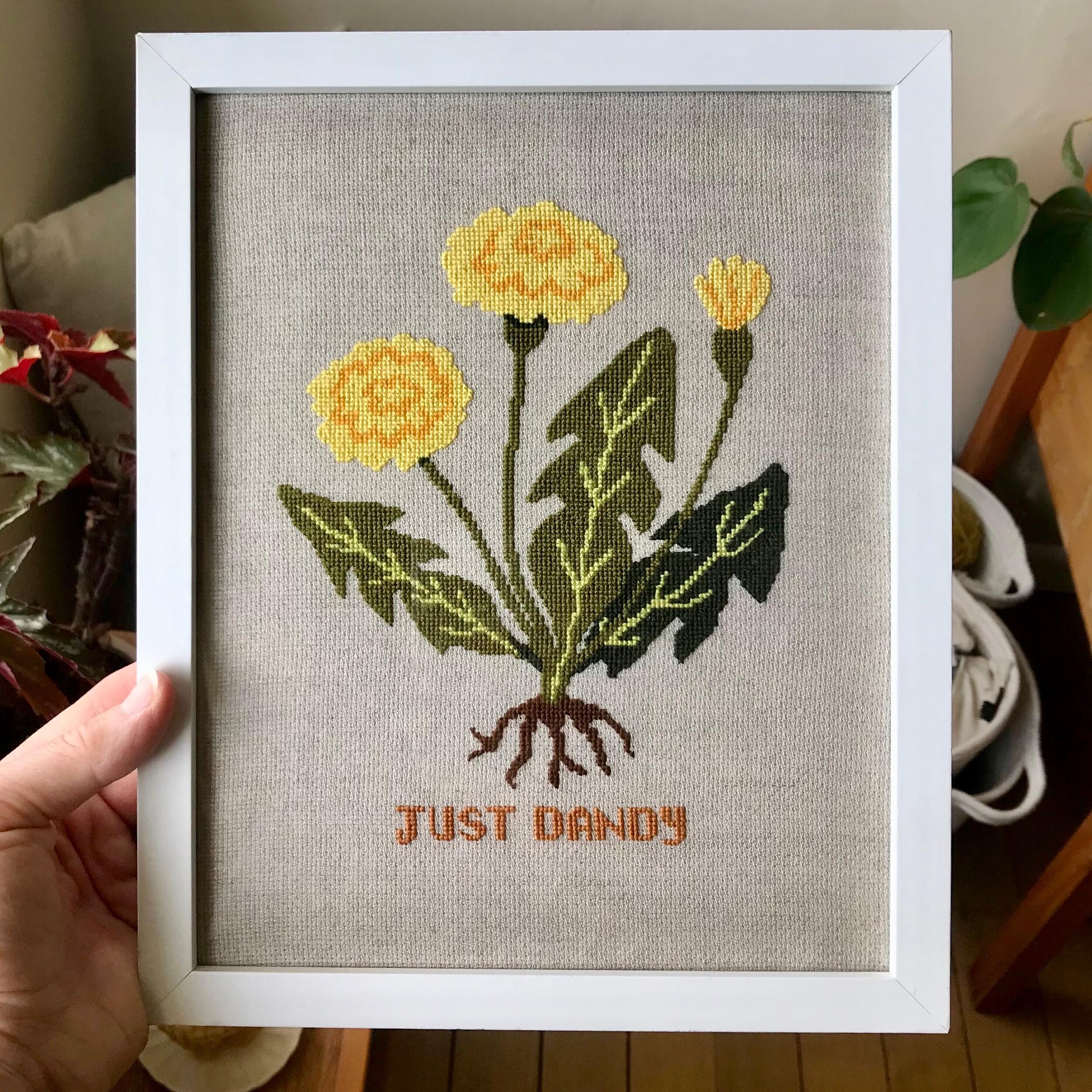 Finally finished this project just in time for marking student assignments next week. This was a dream to stitch. These dandelions are from a pattern by @sayhitoyourdogshop