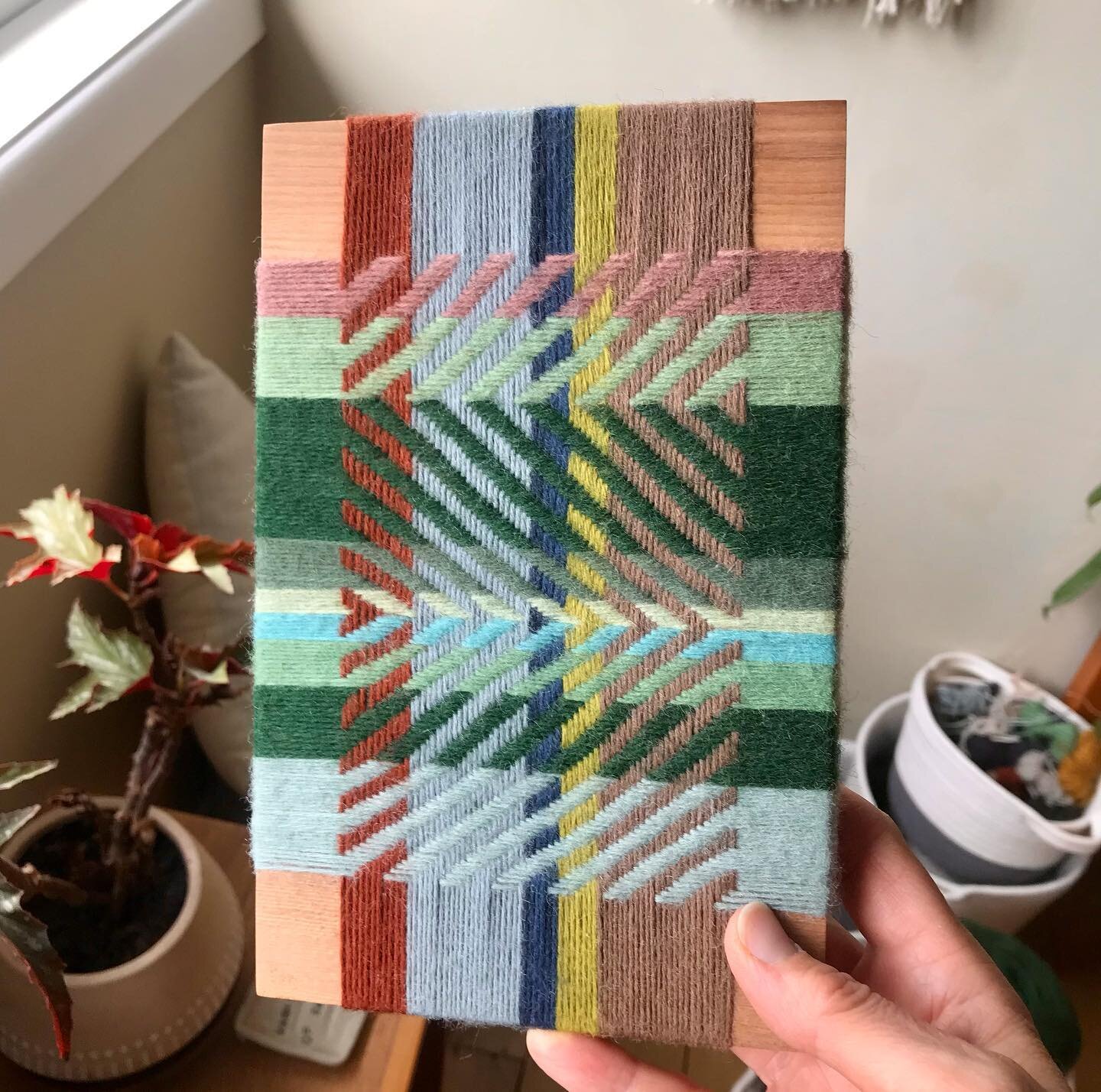 Fin! Swipe to read Rachel O&rsquo;Neill&rsquo;s poem &lsquo;Closer and closer&rsquo; which I kept on coming back to while making this piece. The colours and shape of the weaving are a way to imagine the parachutist swinging back and forward as she fl