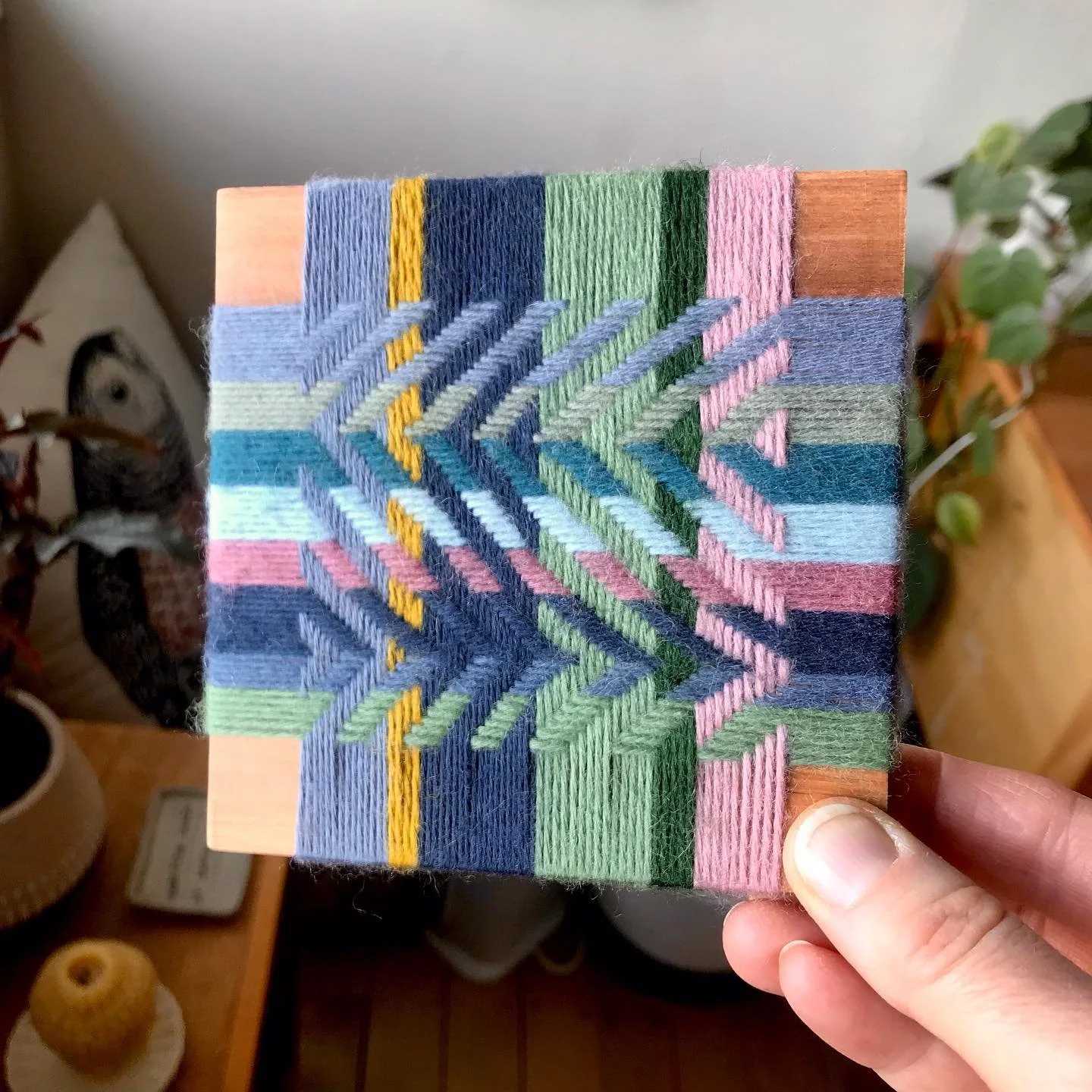 SOLD &lsquo;Wild-Built&rsquo;, 11cm x 11cm x 1.5cm, wool and reclaimed rimu. $35 plus postage. DM if you&rsquo;re interested ✨ All profits will go to an Aotearoa women&rsquo;s charity.

This piece wasn&rsquo;t directly inspired by a piece of writin