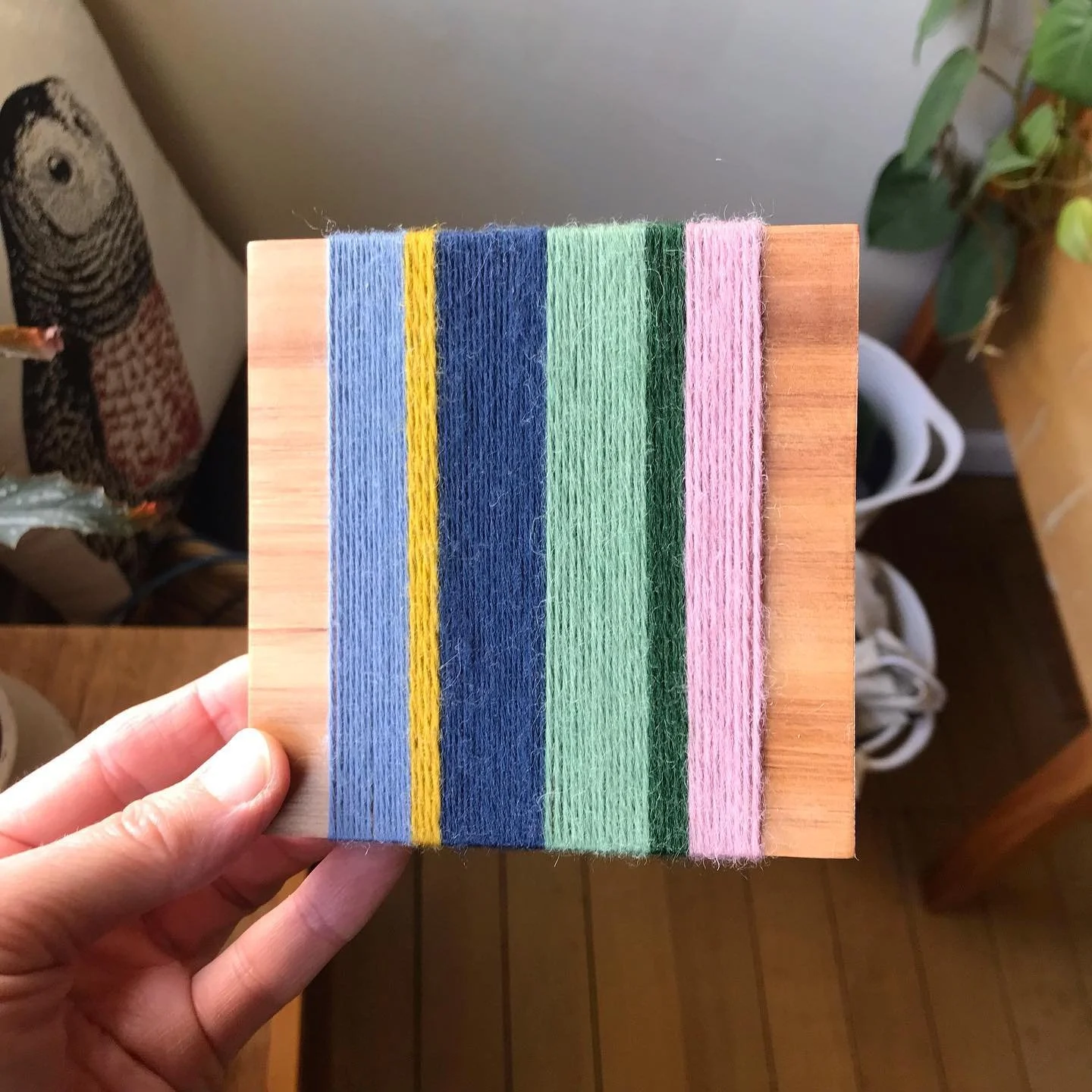 After a few months off (work, travel!), I am going to make some more weavings. Look at these colours! 💙💛💚💖