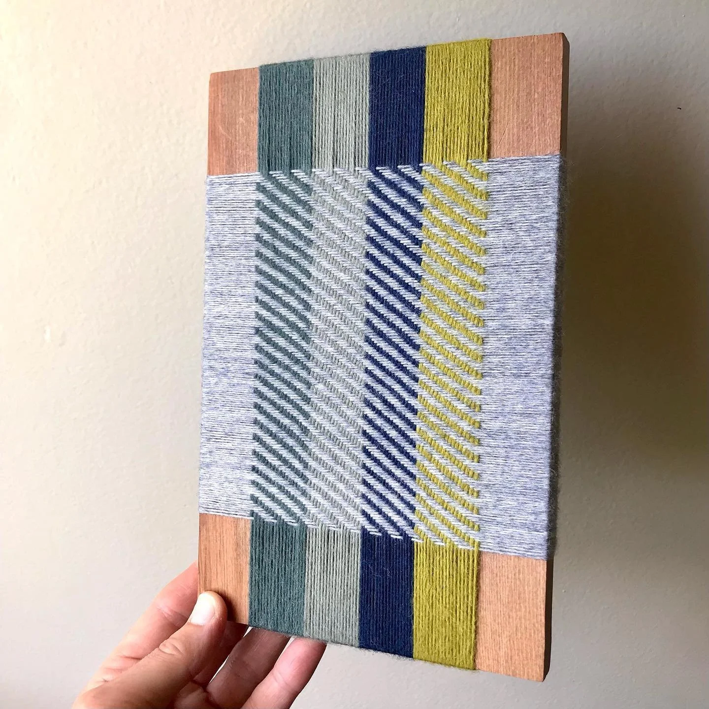 SOLD &ldquo;Sea glass&rdquo;, 14.5cm x 22cm, wool and reclaimed rimu. $60 plus postage. DM if you&rsquo;re interested. All profits will go to an Aotearoa women&rsquo;s charity✨