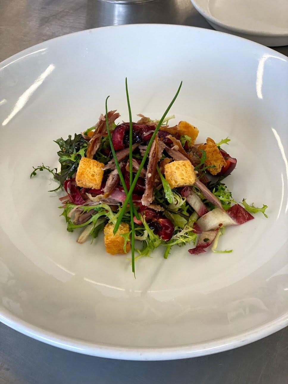 Confit Duck Salad with Brioche Croutons