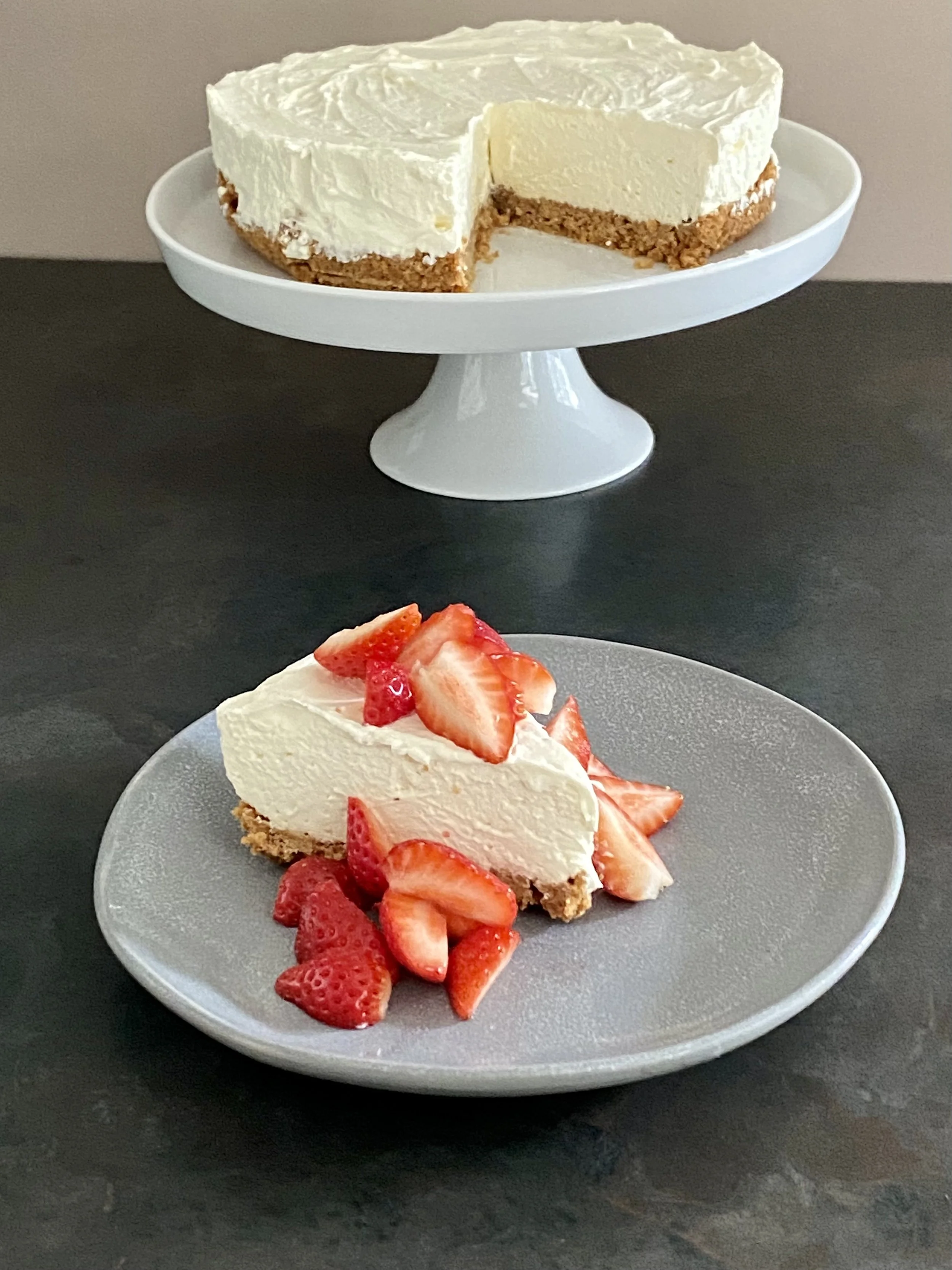 Strawberries and Cream No Bake Cheesecake