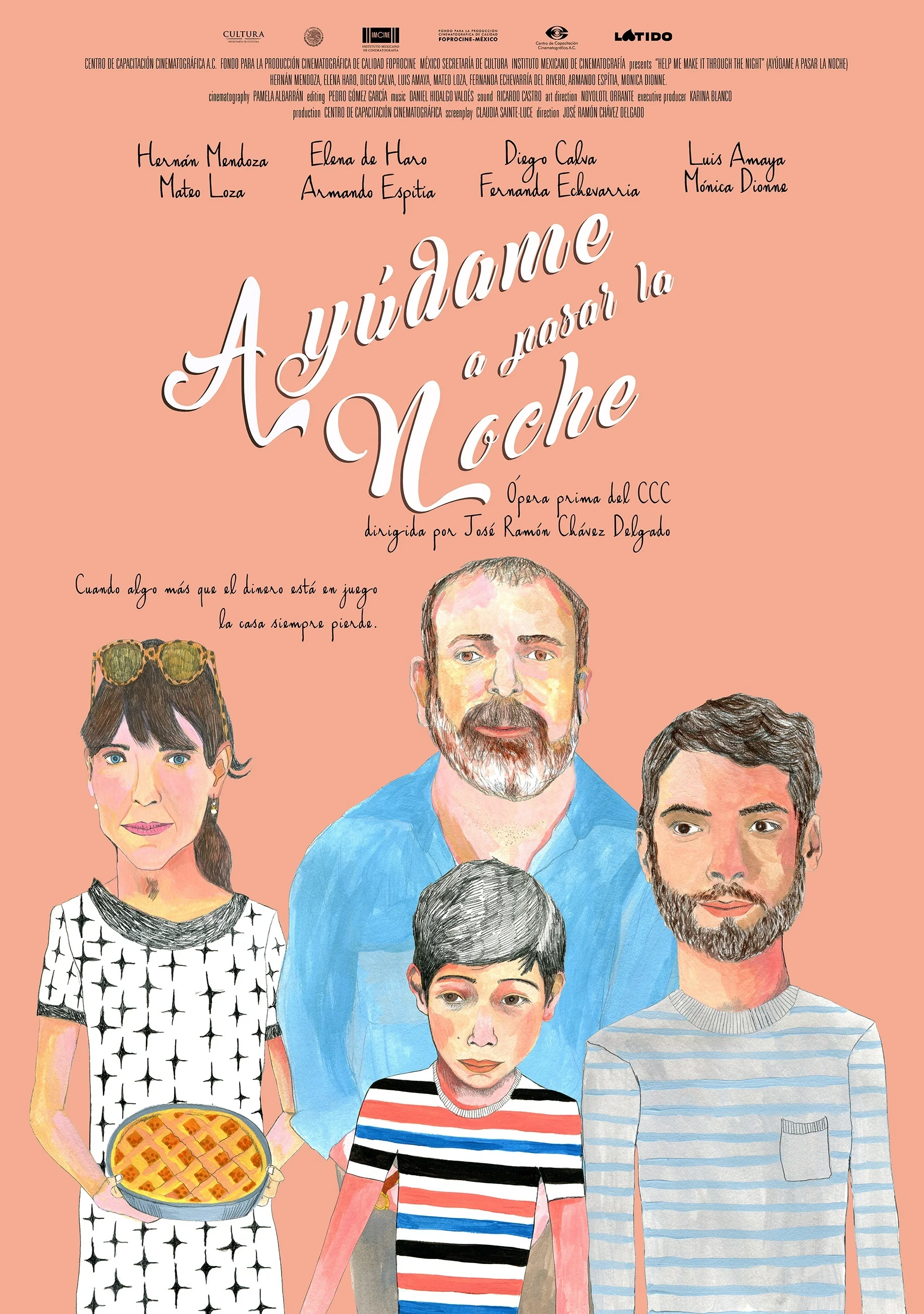 Illustration and Poster design for the feature film "HELP ME TO SPEND THE NIGHT" directed by JOSE RAMON CHAVEZ // Mexico 2017