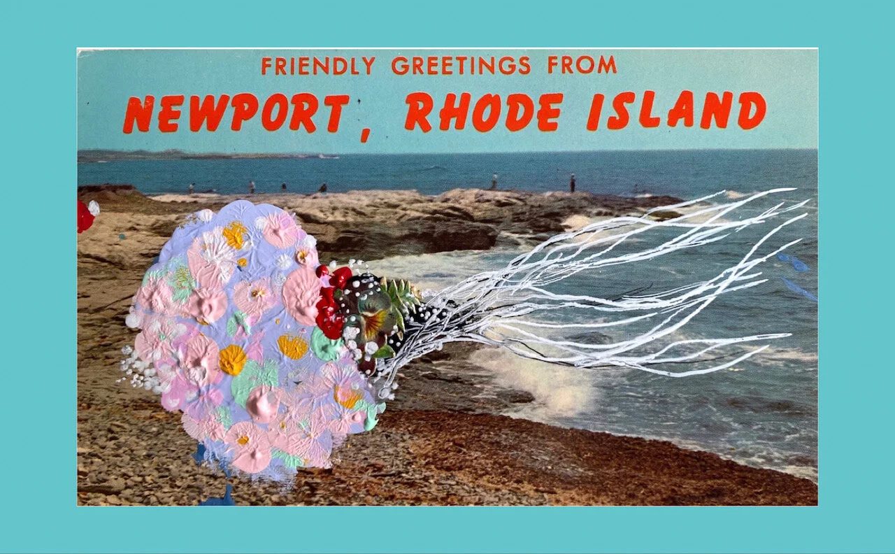 Custom work for The Wayfinder- A collection of 30 vintage postcards of Newport, RI, reimagined for the future.