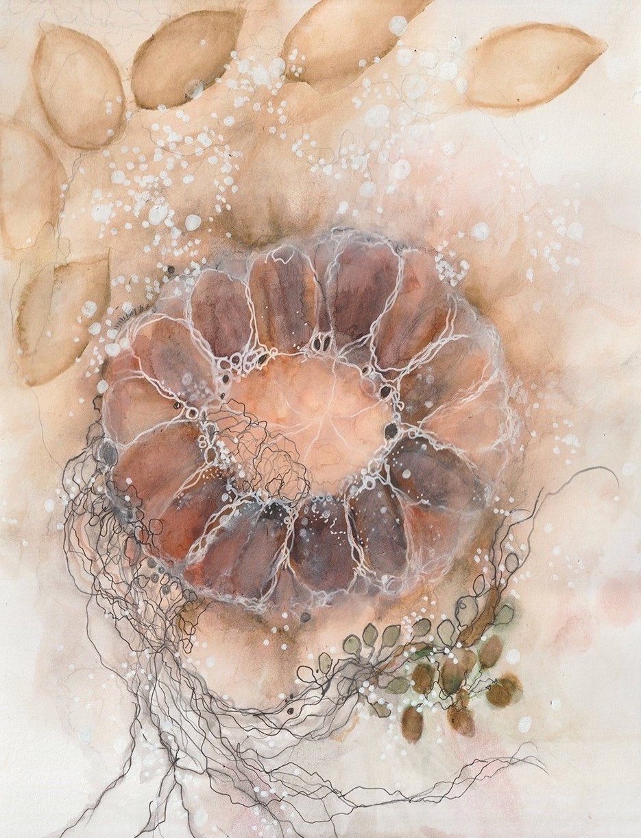 Tide Pool Splendor, 2023. 9" x 12." Please email jennybrownart@gmail.com with purchase inquiries.