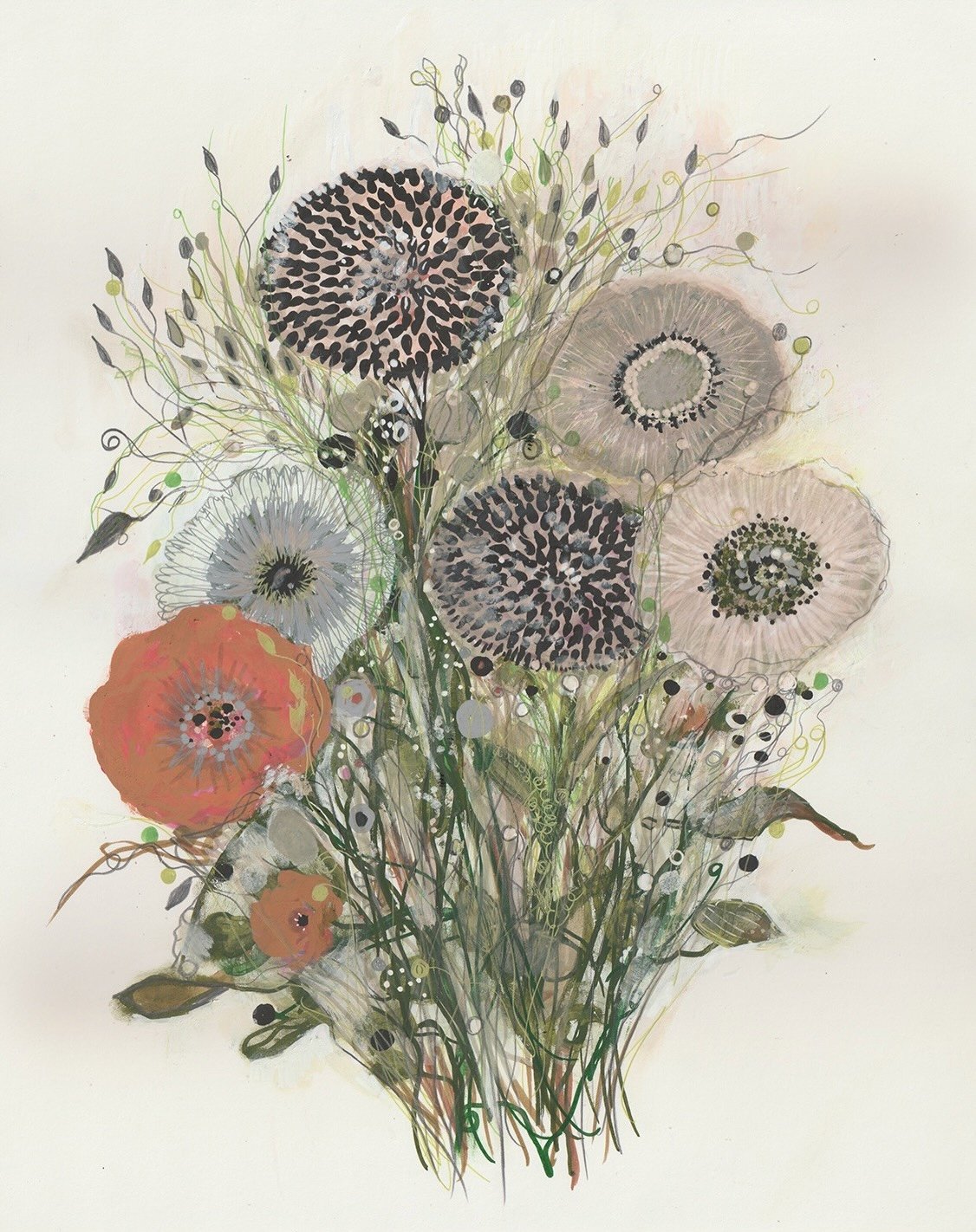 Bouquet, 2025. 11" x 14." Please email jennybrownart@gmail.com with purchase inquiries.