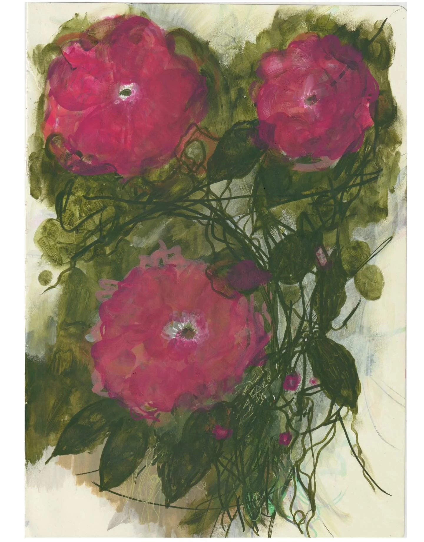 coming to my pop up shop this weekend at @roomsandworks 
new sketchbook drawing offering for $50
&ldquo;raspberry rose&rdquo;
approx 8&rdquo; x 11&rdquo;
mixed media on sketchbook page
dm if interested - if you aren&rsquo;t local, US shipping will be