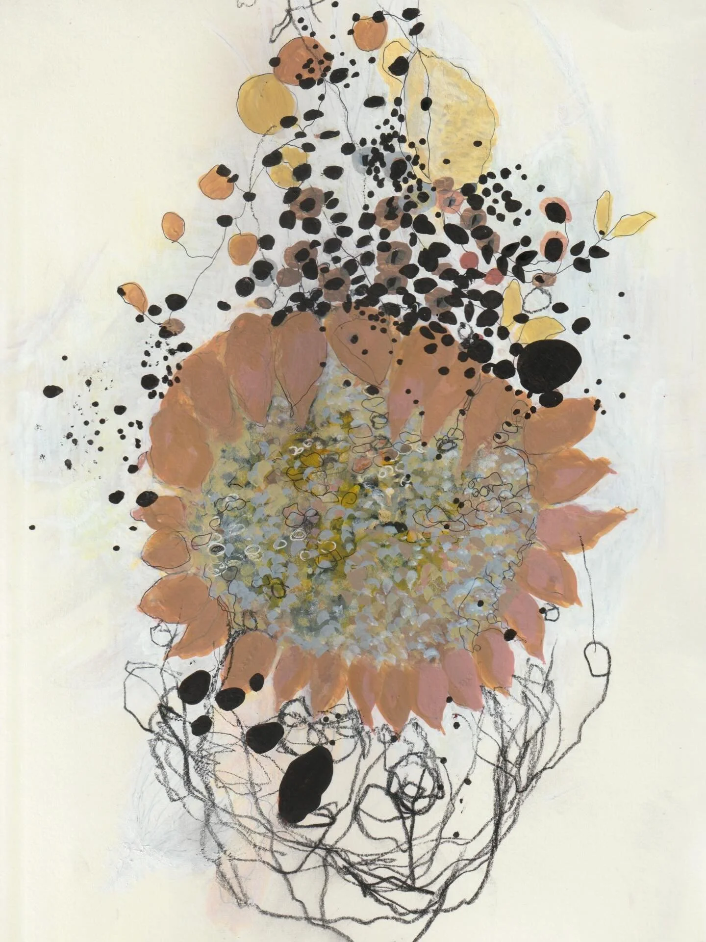 today&rsquo;s drawing meditation 
&ldquo;flowers for words&rdquo;
mixed media on sketchbook page
.
#jennybrownart