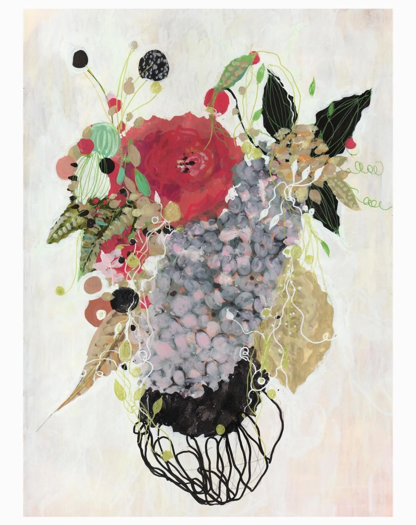 12/23 drawing meditation 
&ldquo;flowers for words, part 5&rdquo;
mixed media on sketchbook page
8&rdquo;x11&rdquo; ish with some frayed edges, unframed
$50 includes US shipping
dm to purchase
.
#jennybrownart