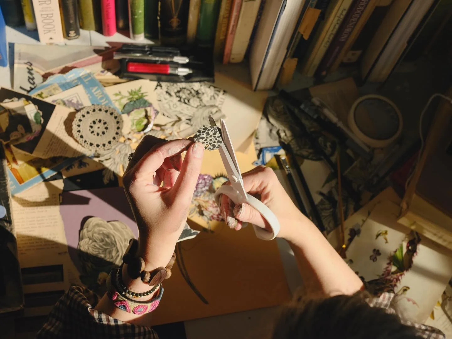 At my collage table, works in progress #wip
photos by @a.p.p.a.r.i.t.i.o.n 
.
.
.
.
#jennybrownart #artstudio