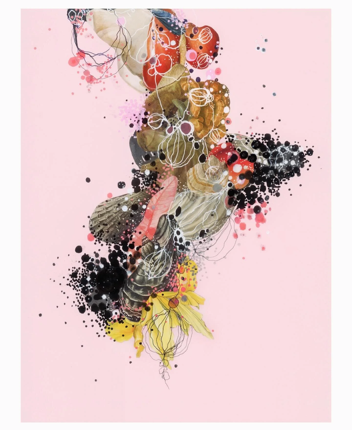 from 2019-ish 
&ldquo;celestial coral branch,&rdquo; mixed media on recycled mat board. 
a pink nebula with sea stalactites 💕 11&rdquo; x 14&rdquo;
.
#jennybrownart #collageartistoninstagram