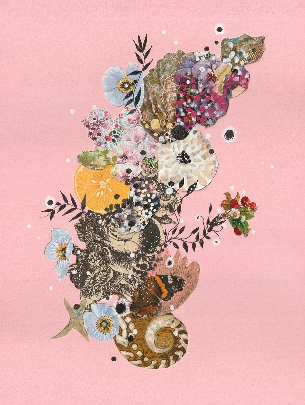 Topiary for a Pink Universe, 2023. 9"x12." Please email jennybrownart@gmail.com for purchase inquiries