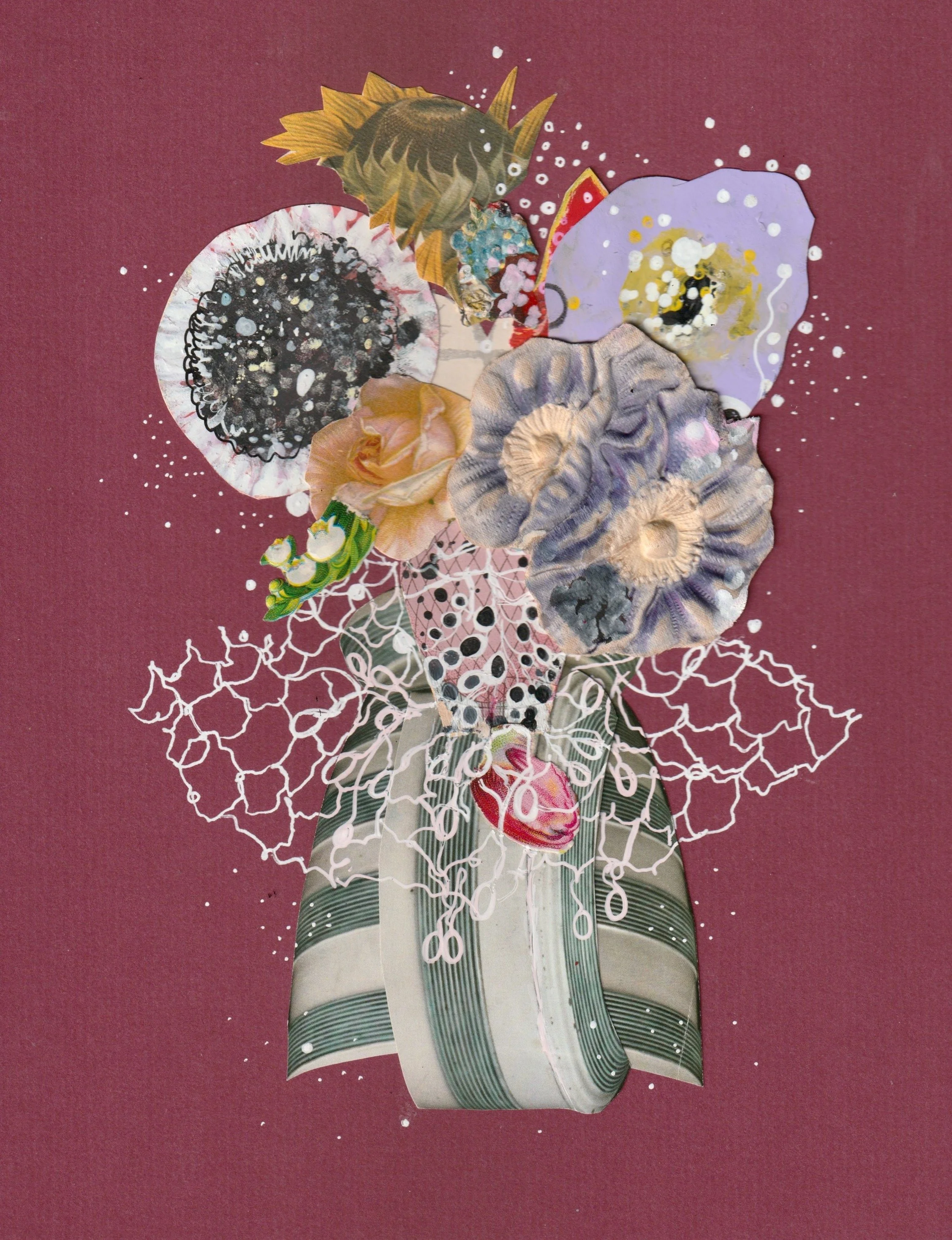 Royal Rose, 2025. Mixed media on recycled mat. 8" x 11.". Please email jennybrownart@gmail.com with price & purchase inquiries