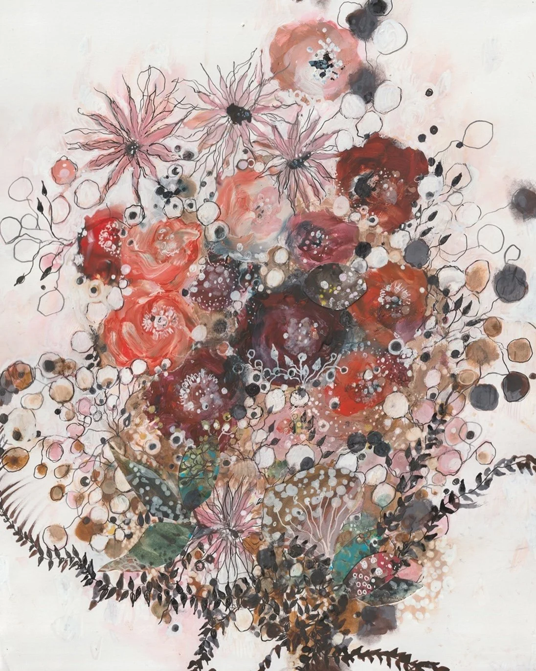 Red Flower Ramble, 2025.  9"x12."  Available from PXP Contemporary, please email info@pxpcontemporary.com
