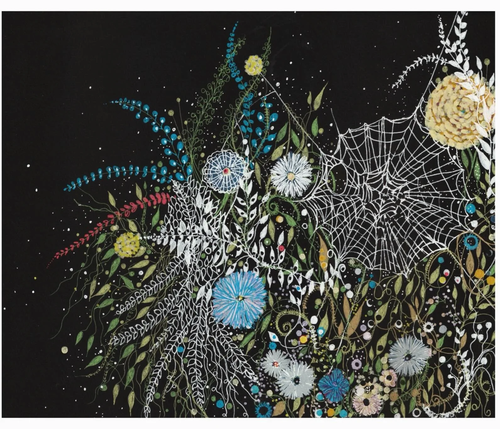 newest addition to my works on paper collection 
&ldquo;night meadow&rdquo;
pen, ink, acrylic, &amp; pencil on paper. 
approx 13&rdquo; x 10.25&rdquo;
.
.
#jennybrownart ⁣#drawing #drawings