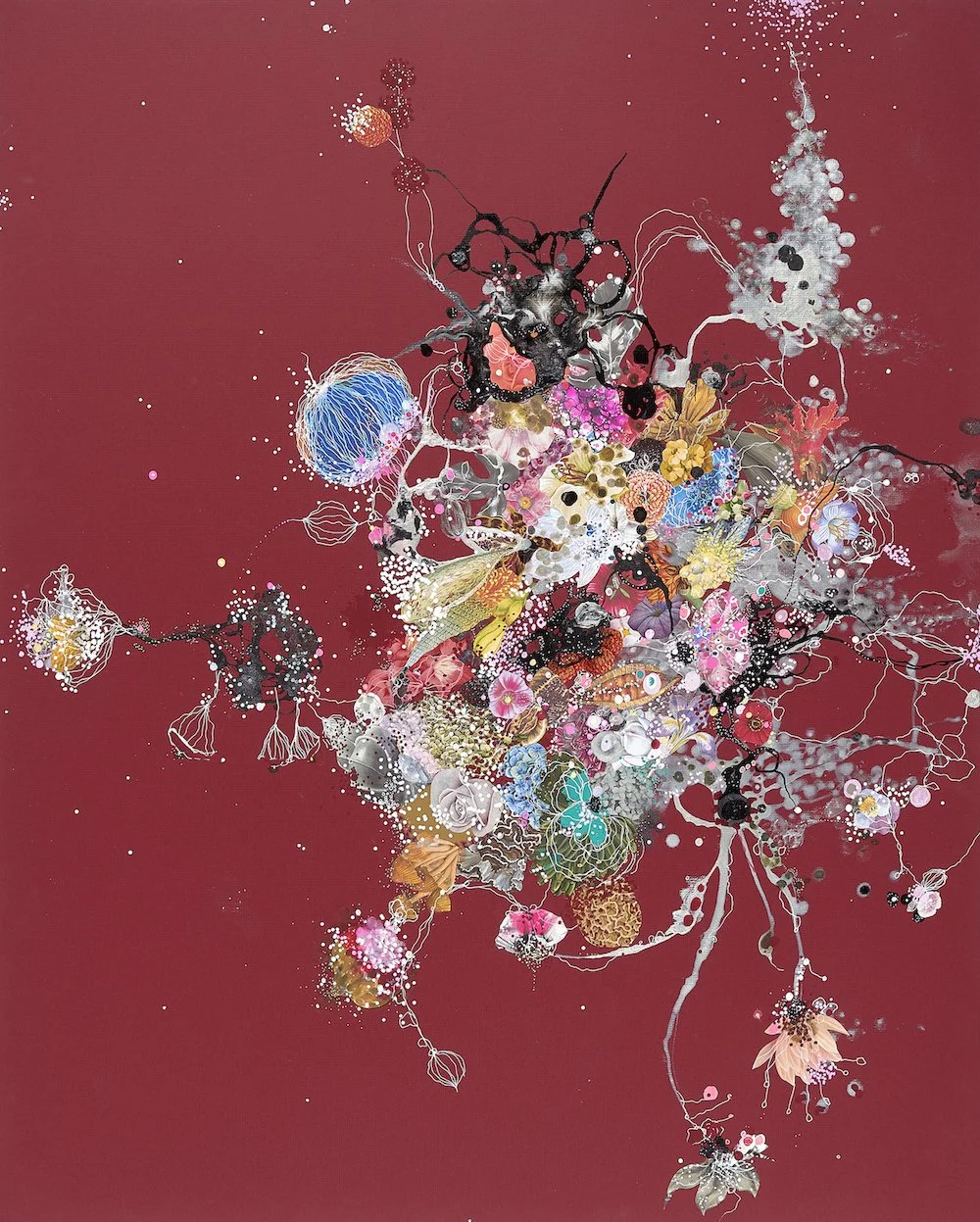What We Found on the Moon, 2019. 32" x 40." Mixed media on recycled mat board. Please email drydengallery @ ppfdg.com with purchase inquiries
