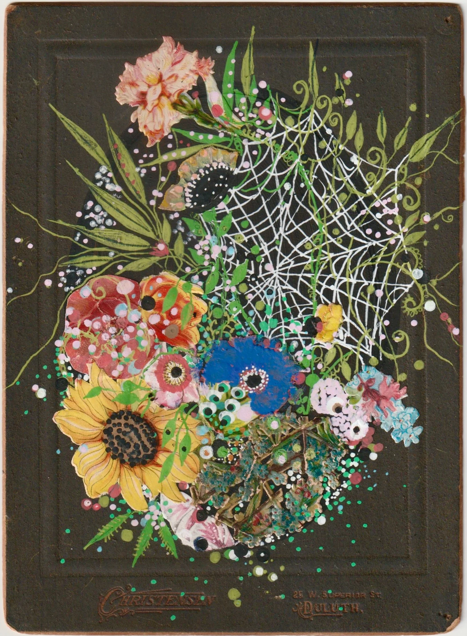 Portrait of a Little Universe, 2026. Approx. 6" x 8," mixed media on antique photo. Please email jennybrownart@gmail.com for purchase inquiries.