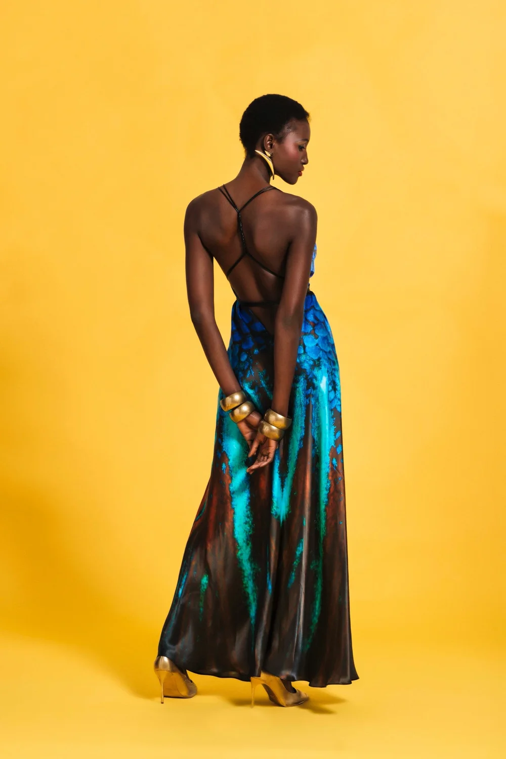 GREEK GODDESS DRESS - BLUE BLACK  Maria Kalkoff