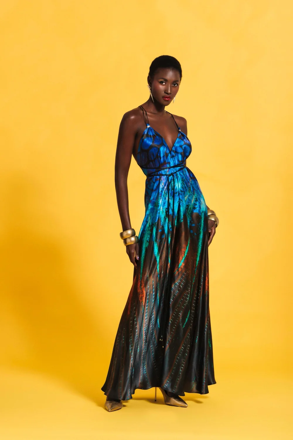 GREEK GODDESS DRESS - BLUE BLACK  Maria Kalkoff
