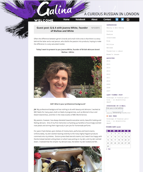 GUEST BLOG POST The person behind the brand Galina